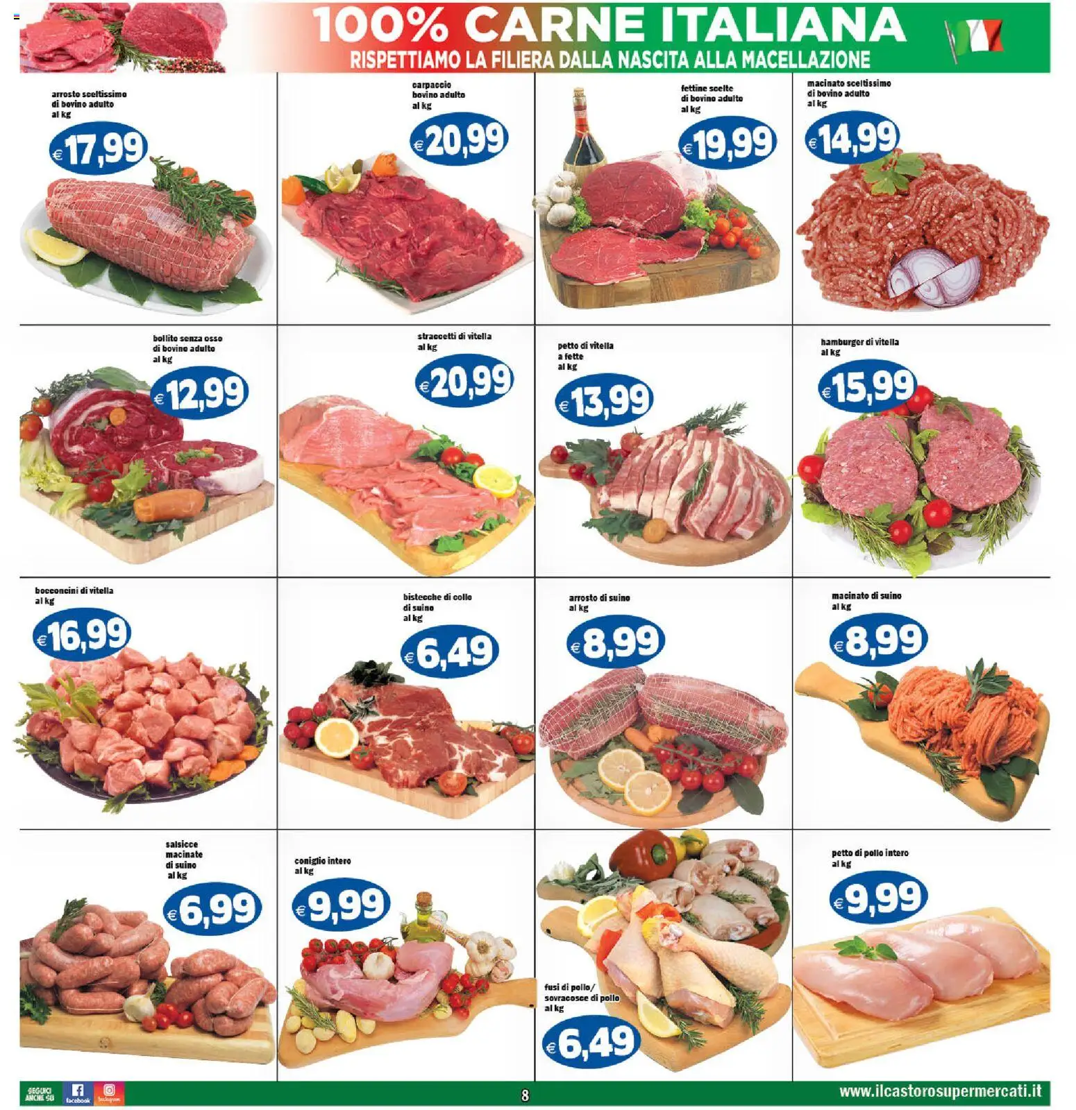Volantino Il Castoro del 06.03.2026 | Pagina: 8 | Prodotti: Bovino, Petto di Pollo, Pollo, Suino