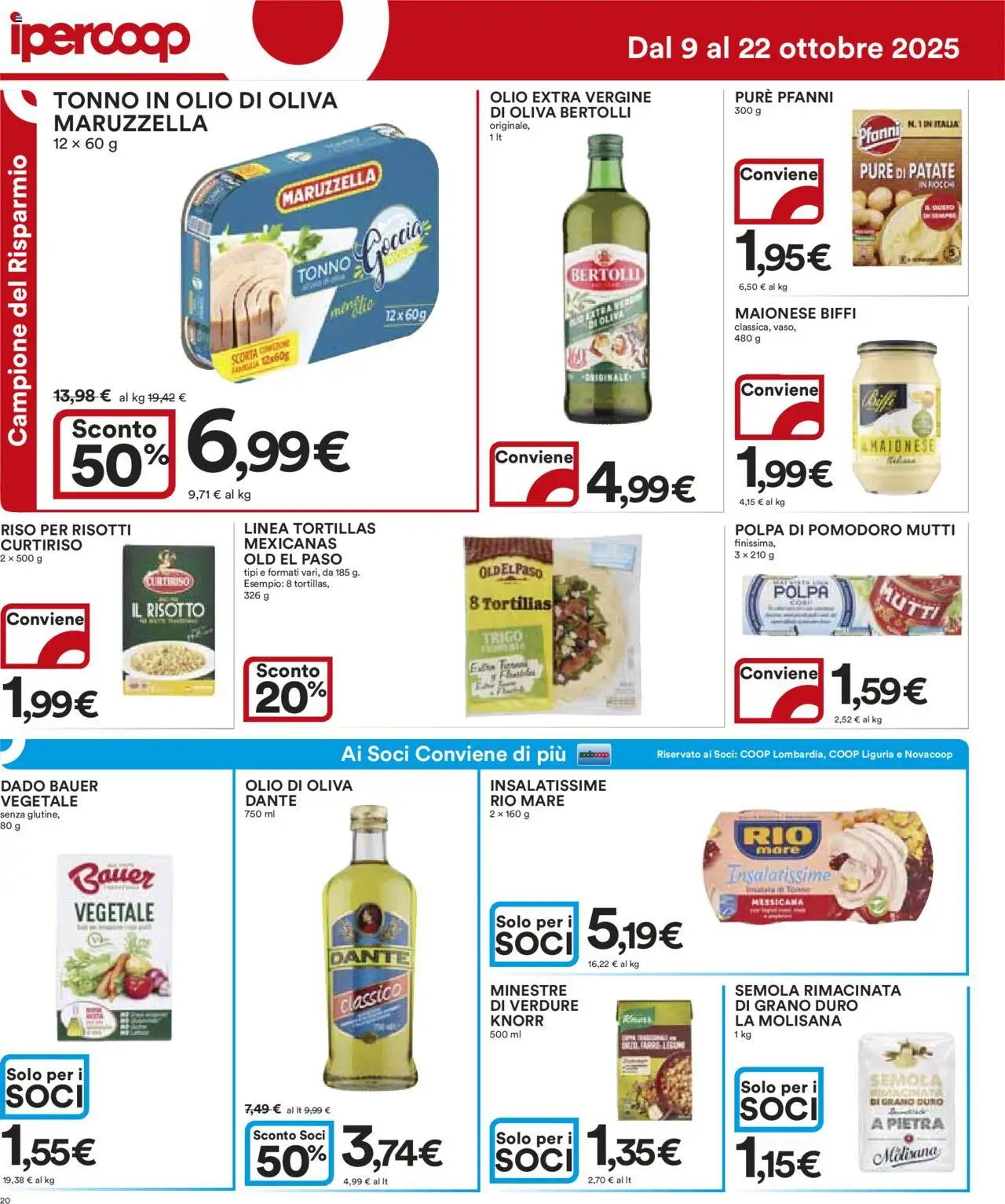 Volantino Ipercoop del 09.10.2025 | Pagina: 20 | Prodotti: Verdure, Maionese, Pomodoro, Olio