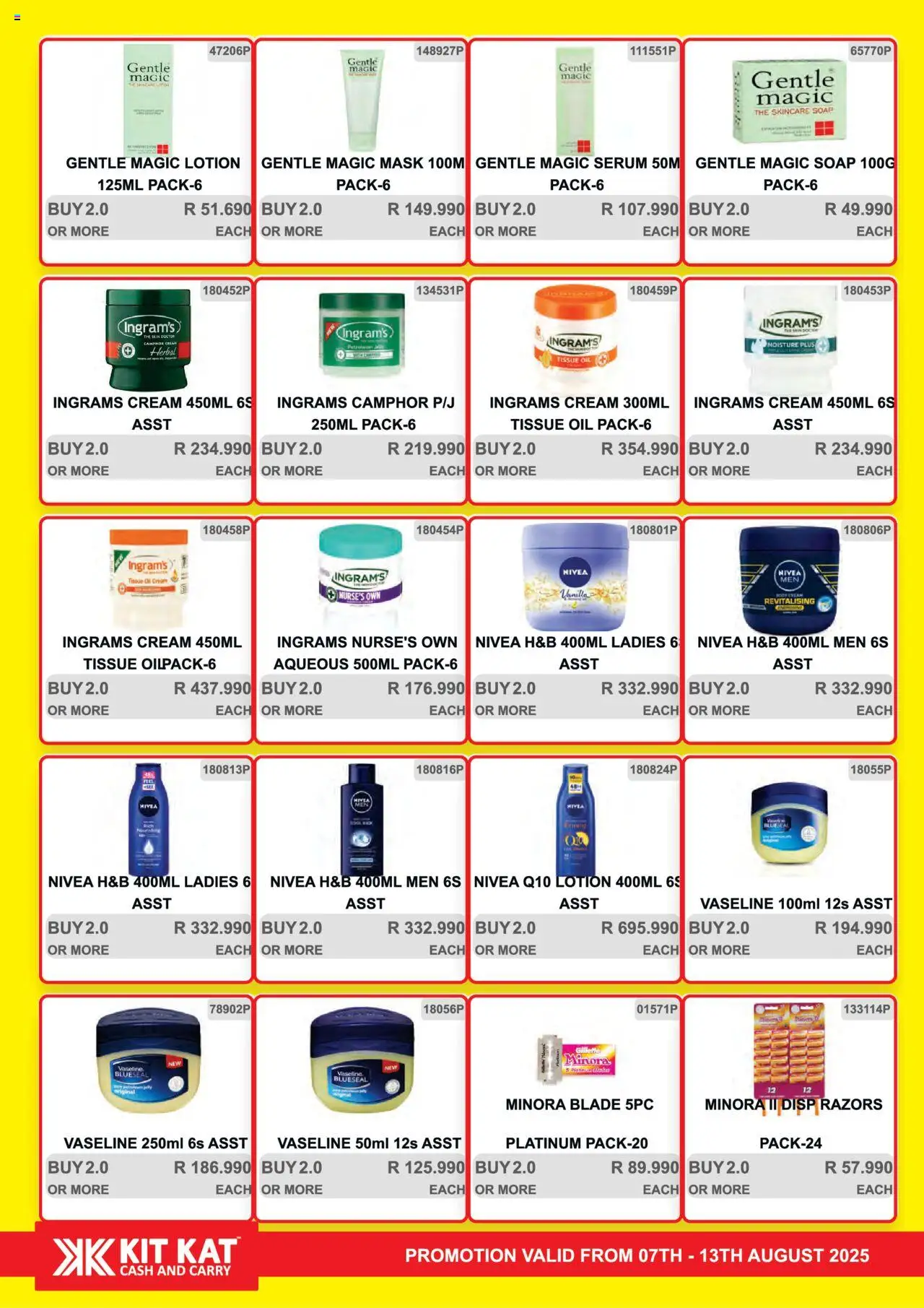 KIT KAT Cash & Carry Weekly Traders Special │ valid from 07.08.2025 | Page: 22 | Products: Tissue oil, Mask, Soap, Razors