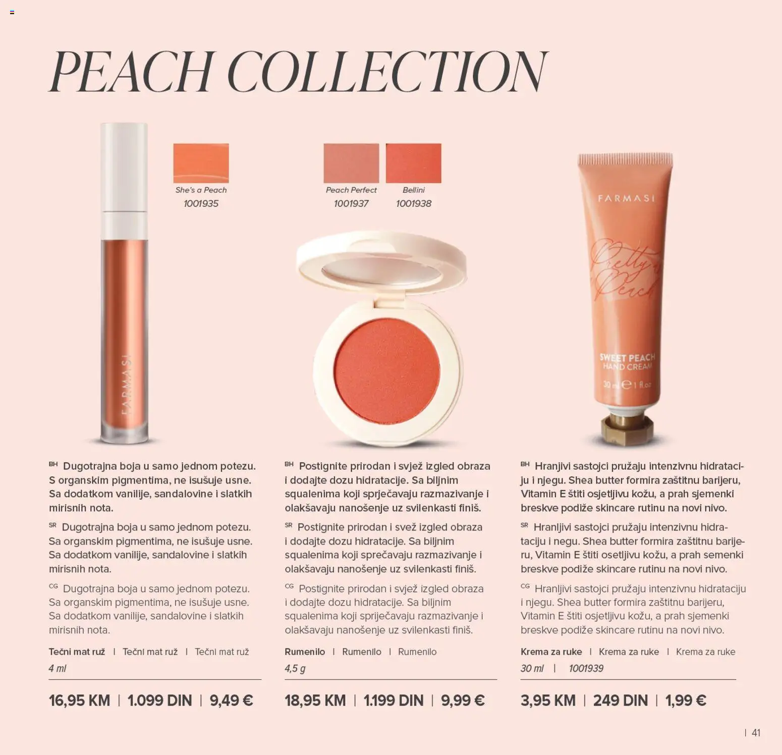 Farmasi katalog - važi od 01.01.2026 | Strana: 41 | Proizvode: Rumenilo, Krema, Krema za ruke