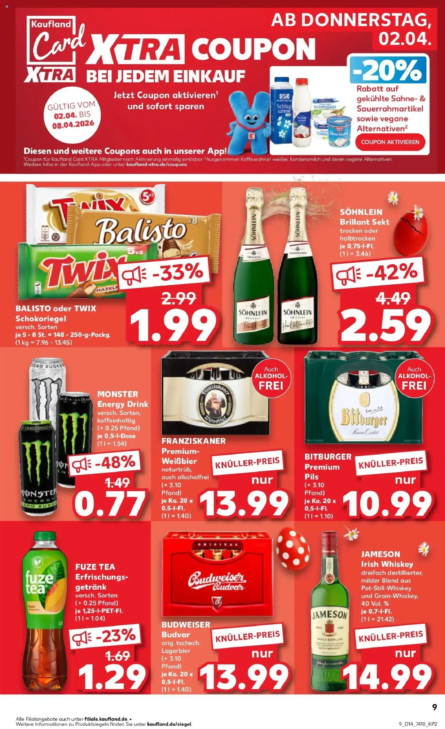 Kaufland Prospekt Braunschweig	 – gültig ab 30.03.2026 | Seite: 23 | Produkte: Bitburger, Monster, Budweiser, Whiskey