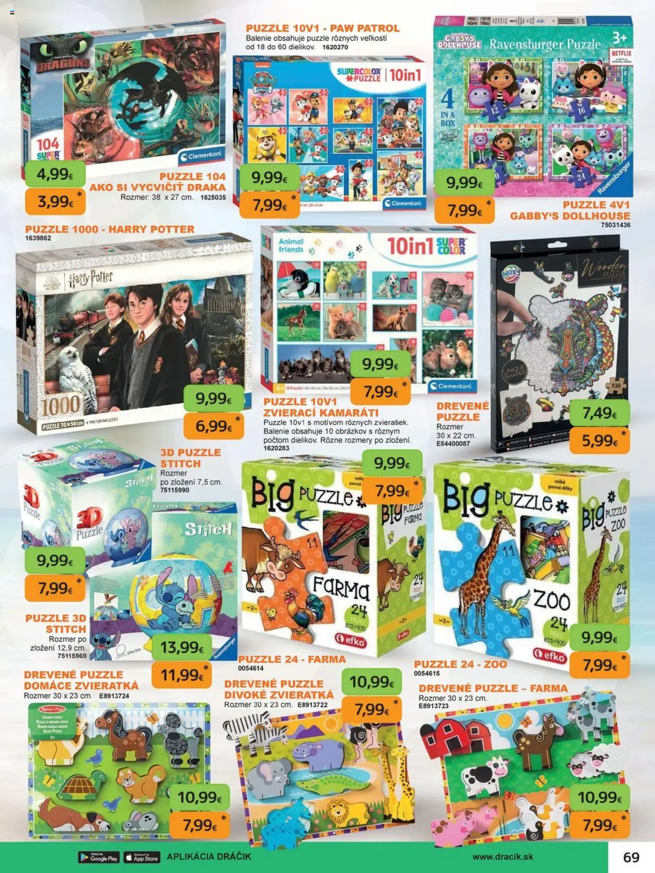 Nové Dráčik akcie – leták je platný od 03.10.2025 | Strana: 69 | Produkty: Puzzle