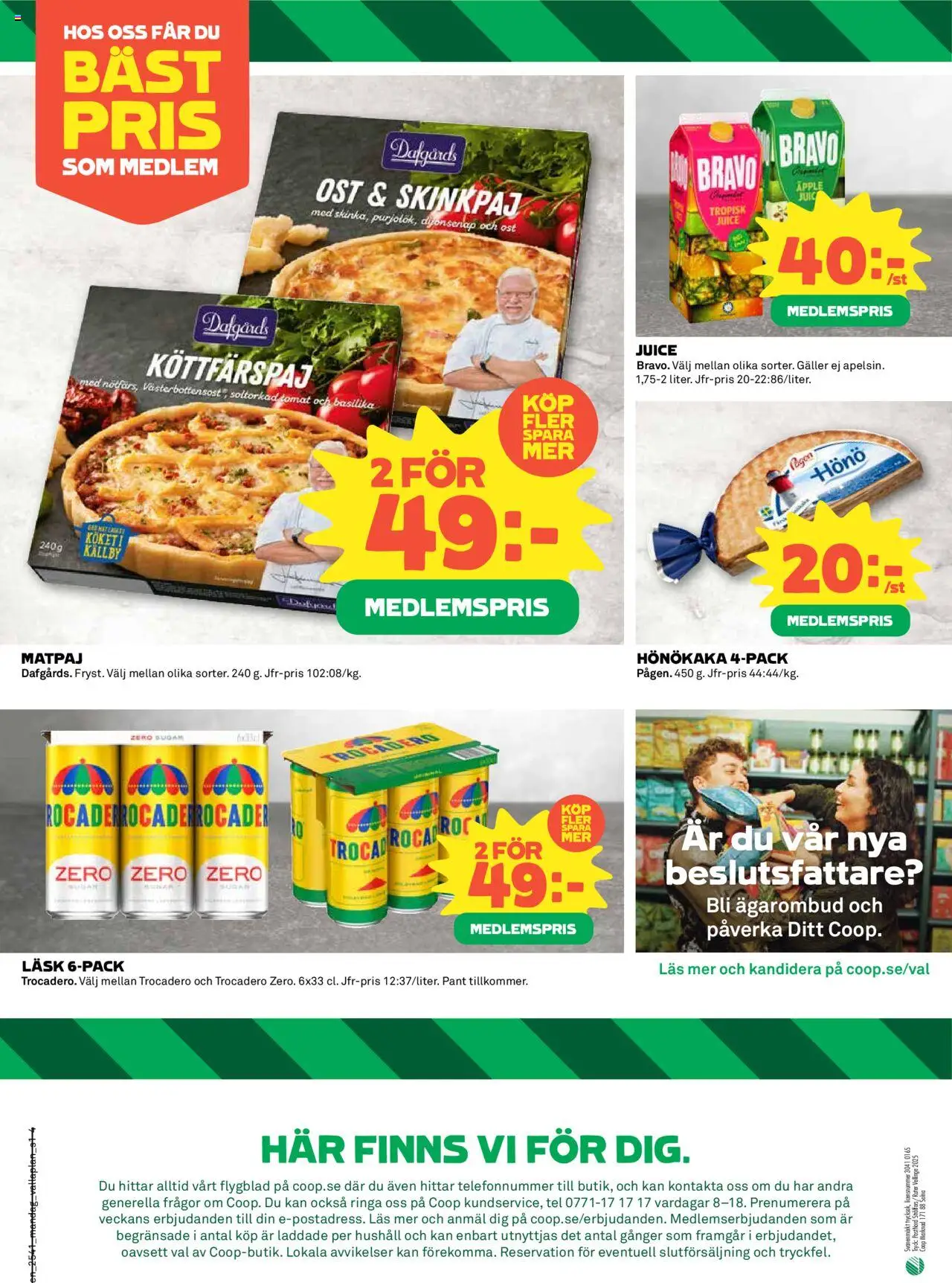 Coop reklamblad aktuell från 06.10.2025 | Sida: 4 | Produkter: Galler, Ost, Juice, Basilika
