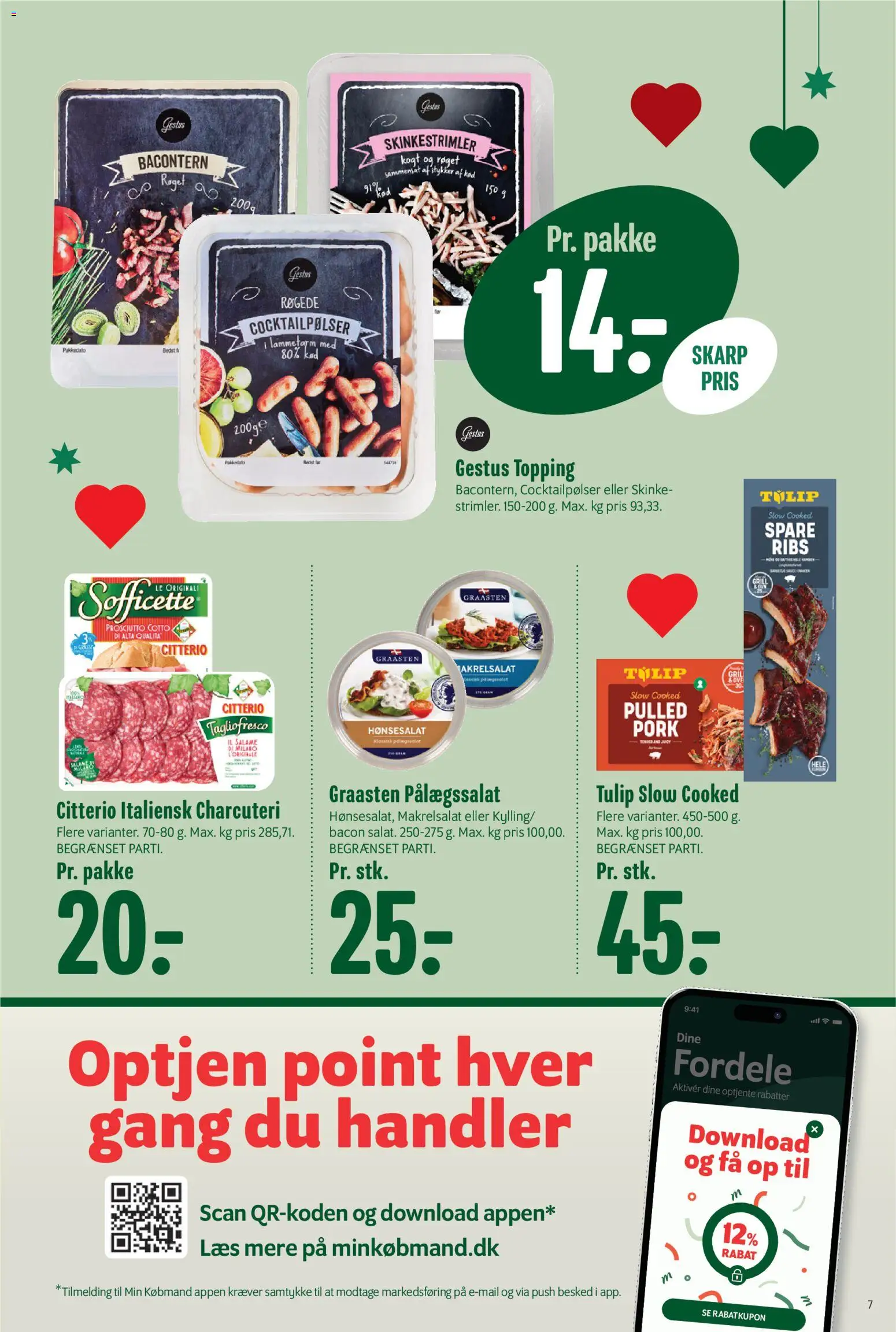 Min Købmand tilbudsavis – gyldig fra 14.11.2025 | Side: 7 | Produkter: Skinke, Ribs, Cocktailpølser, Bacon