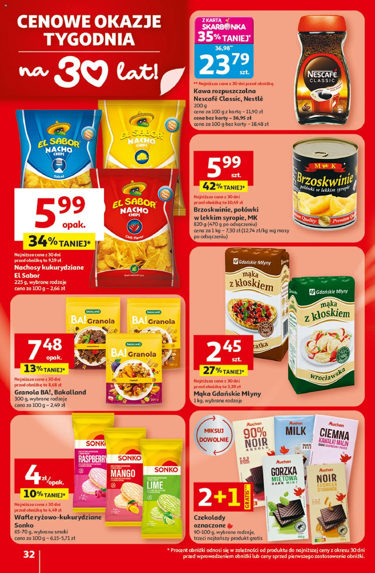 Auchan gazetka - 30 Lat Hipermarket od 29.04.2026 | Strona: 32 | Produkty: Mango, Chili, Nescafe, Brzoskwinie