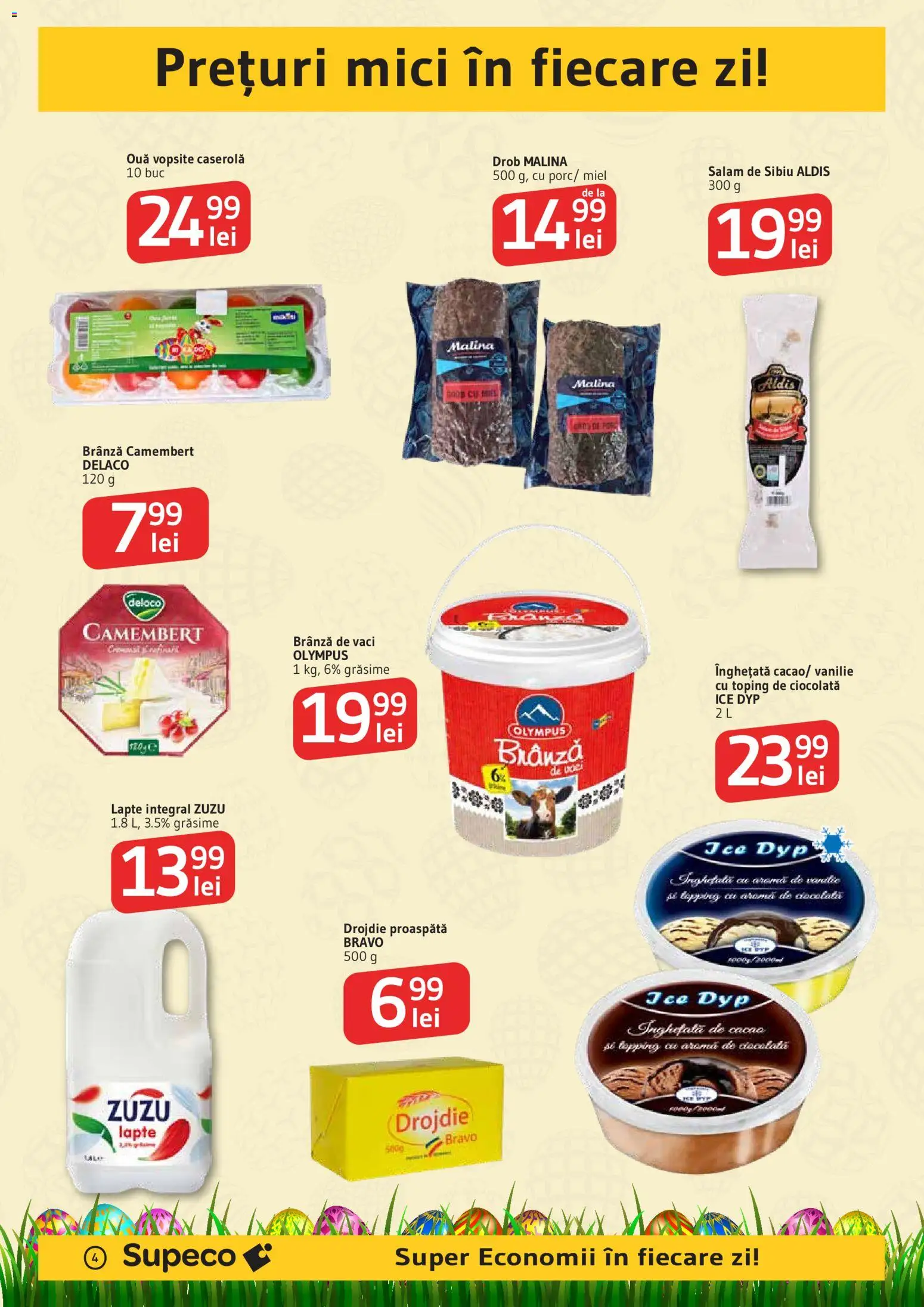 Noul catalog Supeco – valabil de la 02.04.2026 | Pagină: 4 | Produse: Mici, Lapte, Brânză, Înghețată