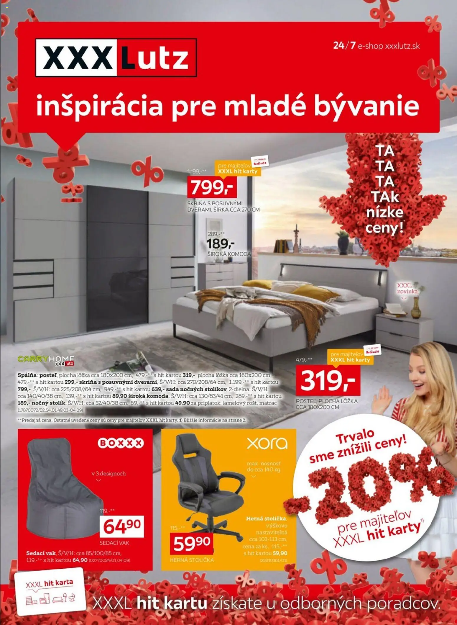 Nové XXXLutz akcie – leták je platný od 05.01.2026 | Strana: 1 | Produkty: Matrac, Skriňa, Herná stolička, Sedací vak