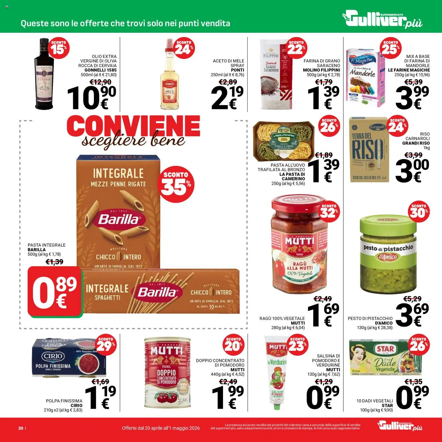 Volantino Gulliver del 20.04.2026 | Pagina: 30 | Prodotti: Riso, Olio, Pasta, Mutti
