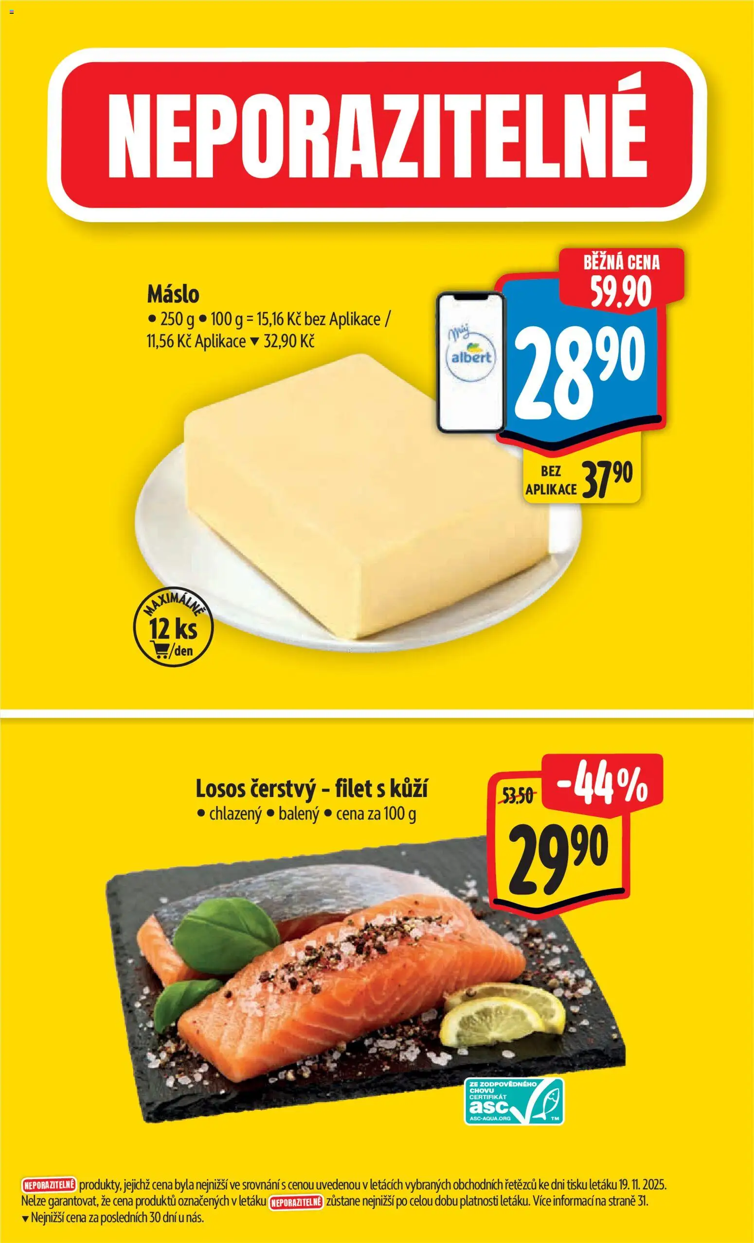 Albert leták - Hypermarket od 26.11.2025 | Strana: 2 | Produkty: Máslo, Losos, Filet