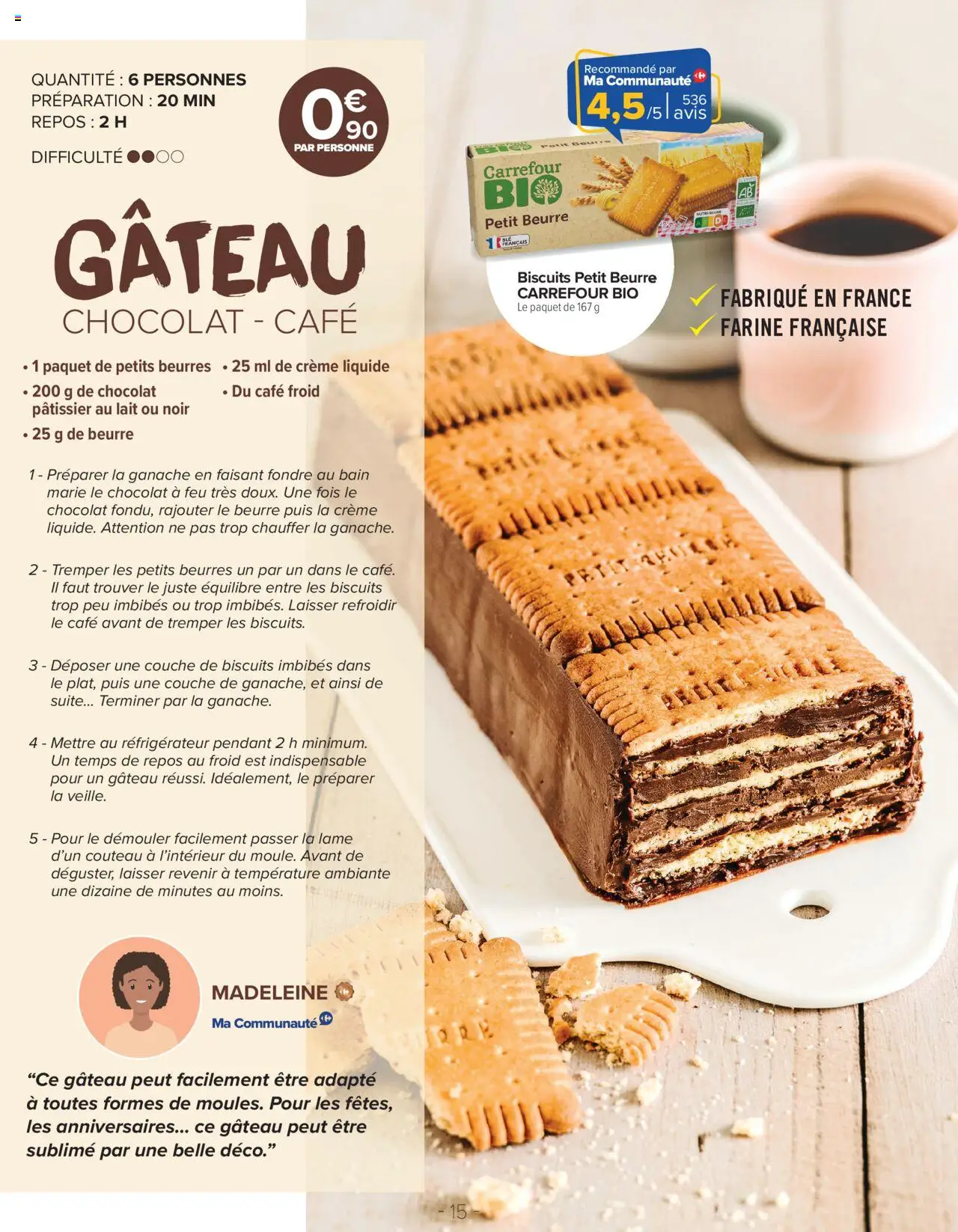  | Page: 15 | Produits: Réfrigérateur, Crème liquide, Lait, Biscuits
