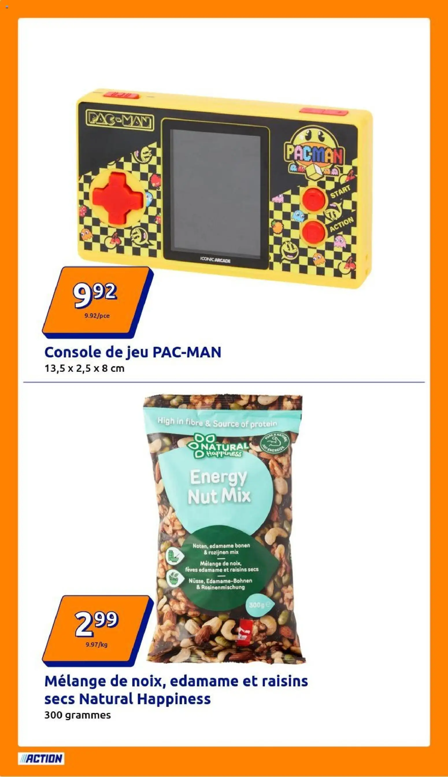 {H1} | Page: 14 | Produits: Console de jeu, Raisins secs, Edamame