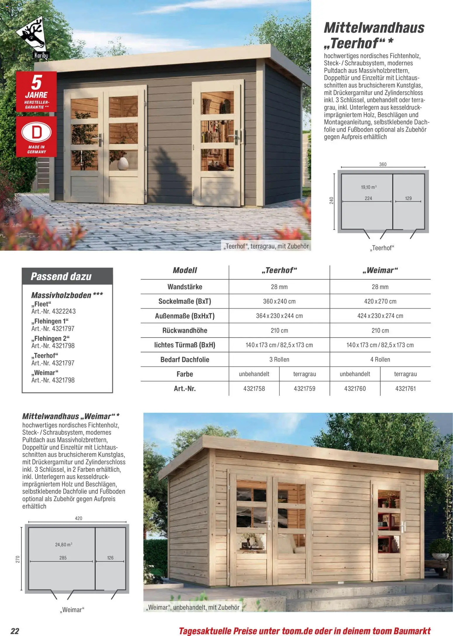 Toom Baumarkt Gartenhäuser & Carports 2026 – gültig ab 20.02.2026 | Seite: 22