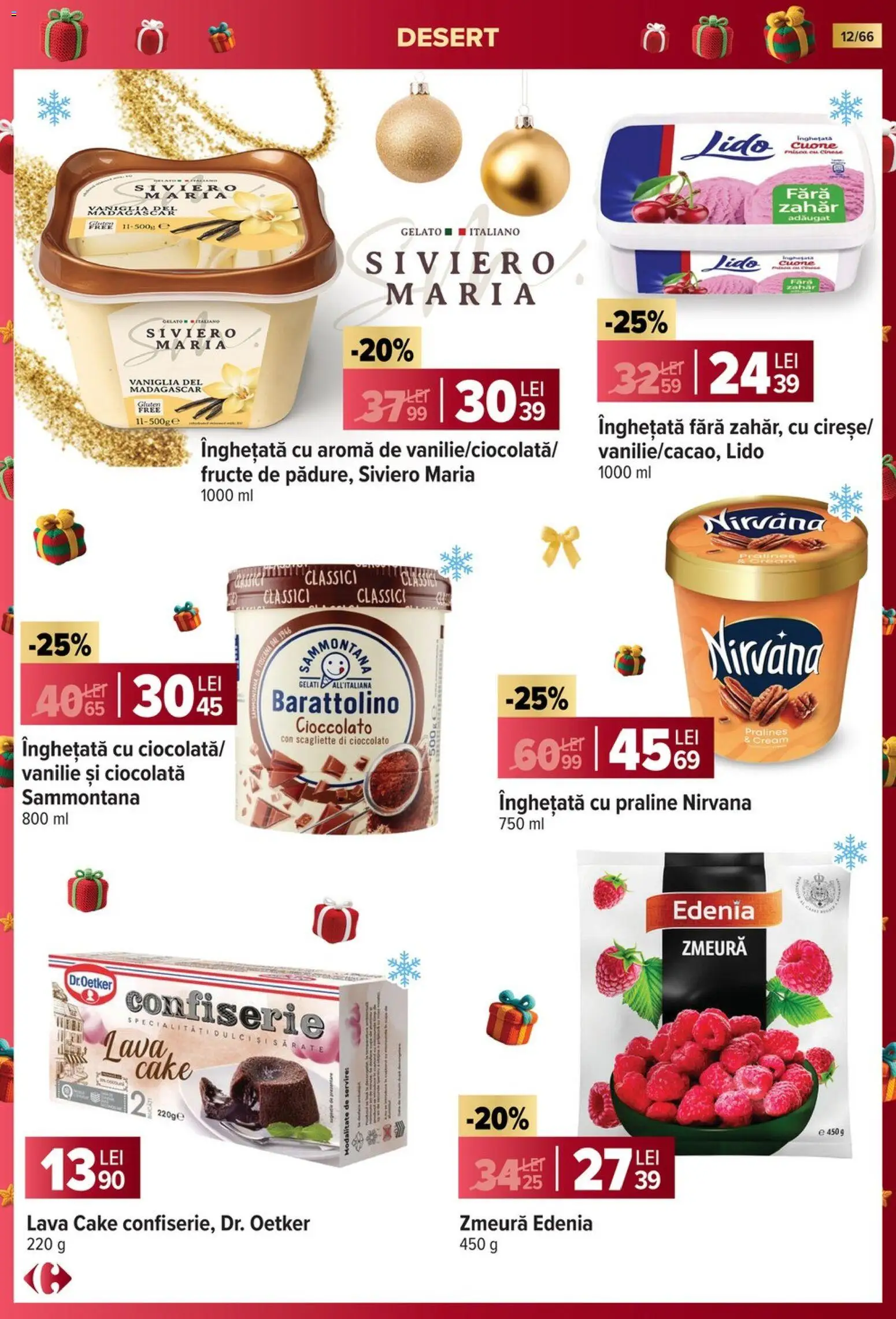 Noul catalog Carrefour – valabil de la 19.11.2025 | Pagină: 12 | Produse: Zmeură, Praline, Ciocolată, Înghețată