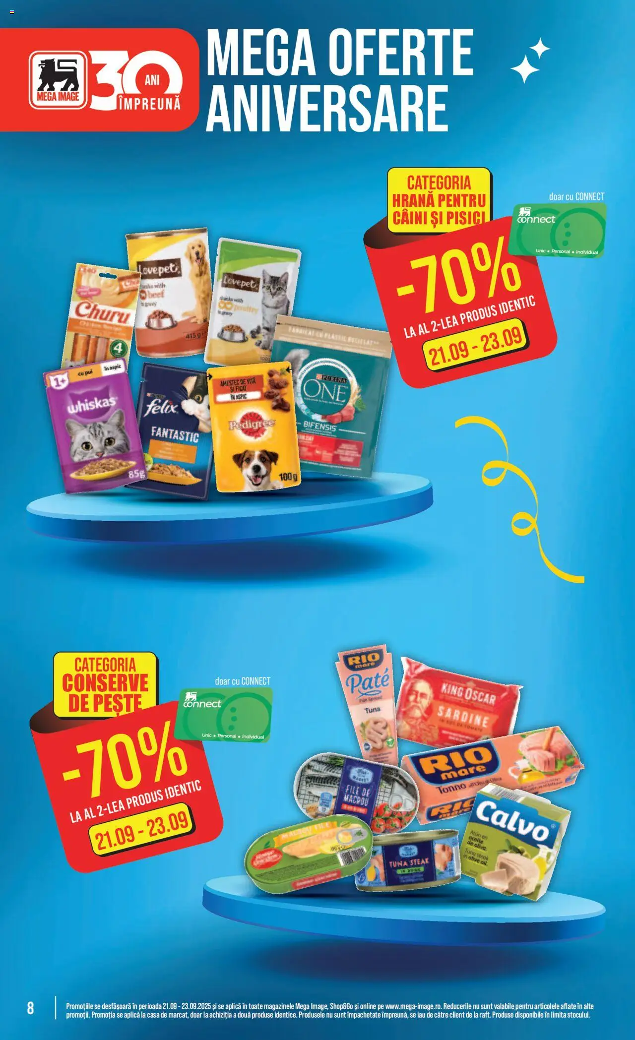 Noul catalog Mega Image – valabil de la 18.09.2025 | Pagină: 8 | Produse: Hacıyatmaz Kedi Oyuncağı, Pate, Pește, Sos