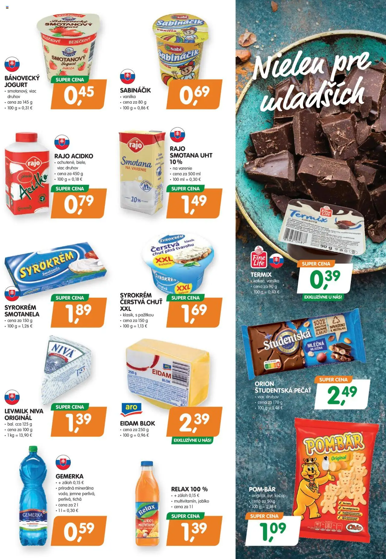 Nové Môj obchod akcie – leták je platný od 10.10.2025 | Strana: 3 | Produkty: Smotana, Študentská pečať, Acidko, Gemerka