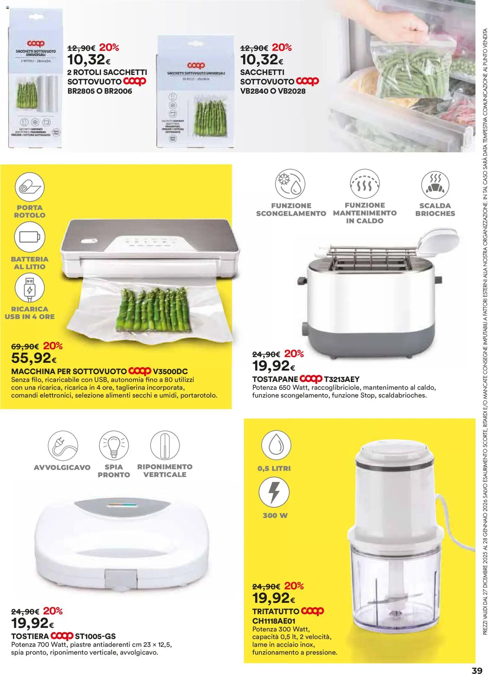 Volantino Ipercoop del 27.12.2025 | Pagina: 39 | Prodotti: Tritatutto, Data, USB, Tostapane