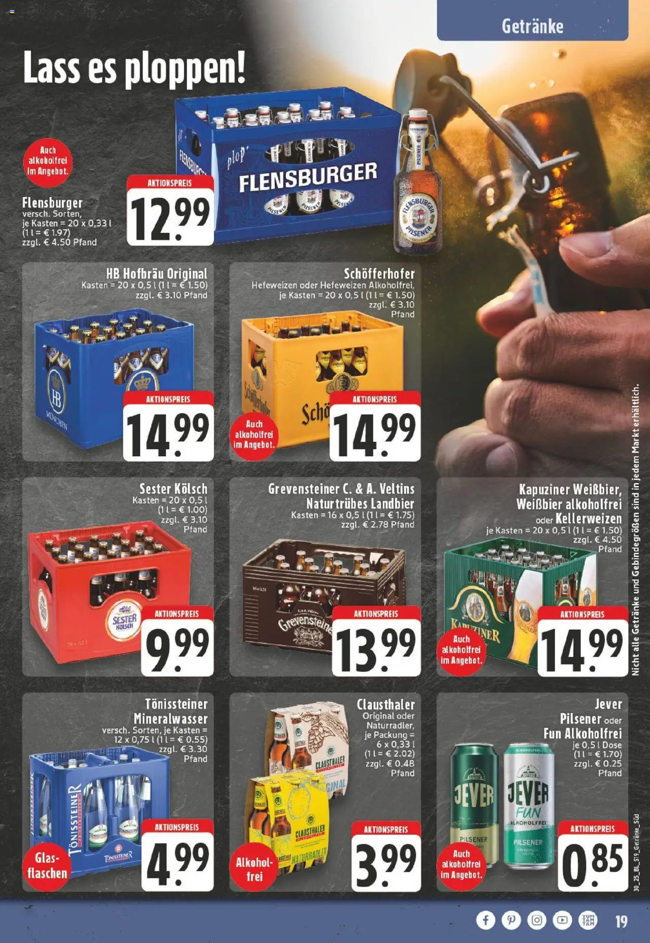Edeka prospekt Solingen-Wald	 - gültig ab dem 20.07.2025 | Seite: 19 | Produkte: Weißbier, Mineralwasser, Jever, Veltins