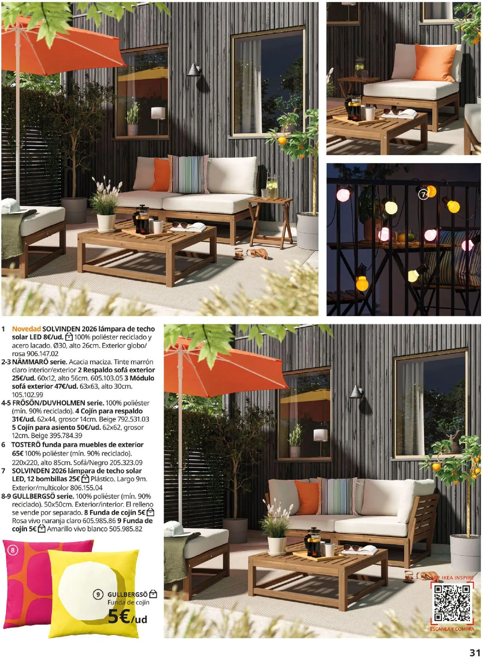 Catálogo IKEA Muebles de exterior │ válido desde el 17.12.2025 | Página: 31 | Productos: Lámpara de techo, Muebles, Sofá, Lámpara