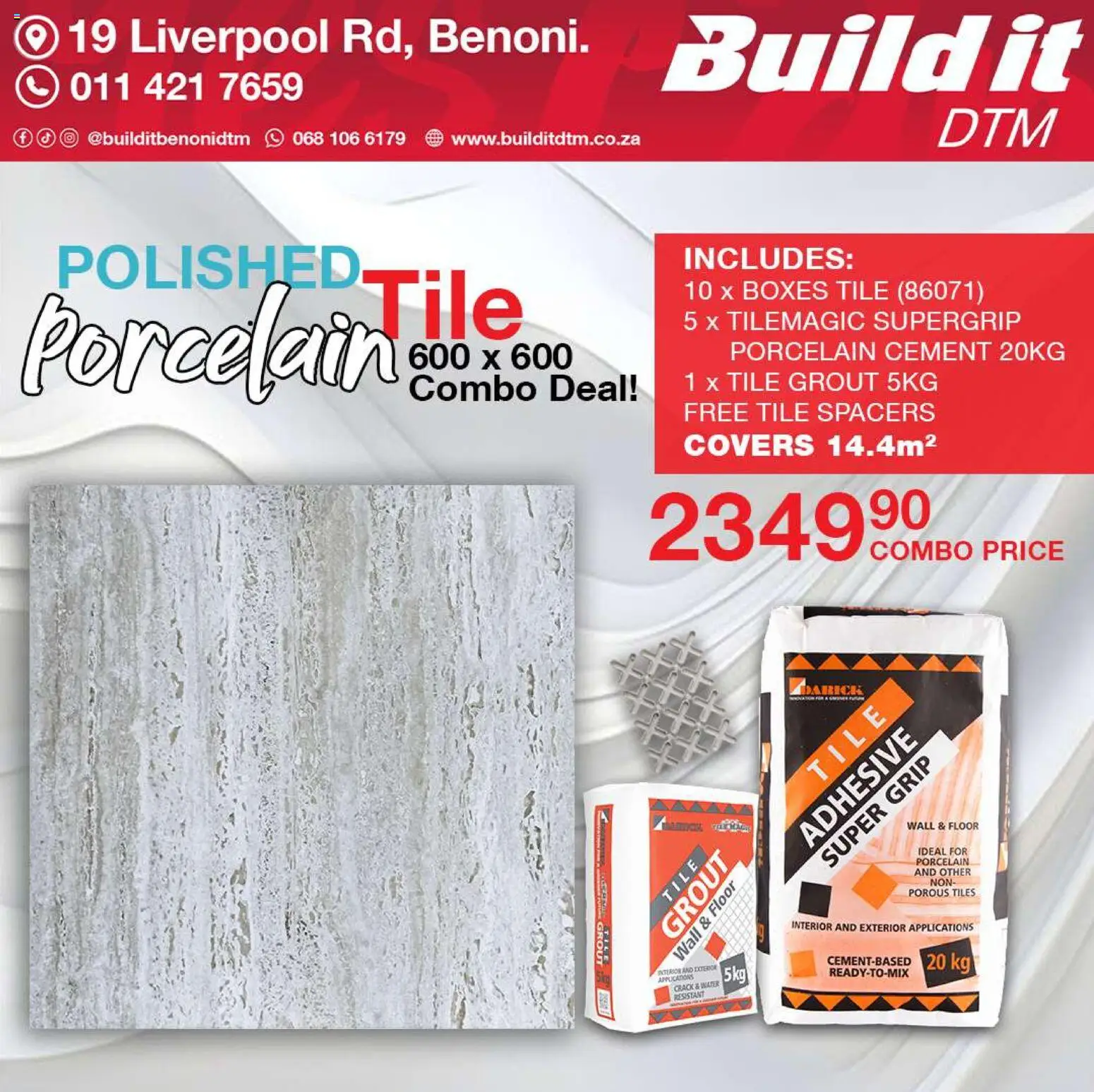 New Build It catalogue – valid from 19.03.2026 | Page: 6 | Products: Tile grout, Adhesive, Water, Cement