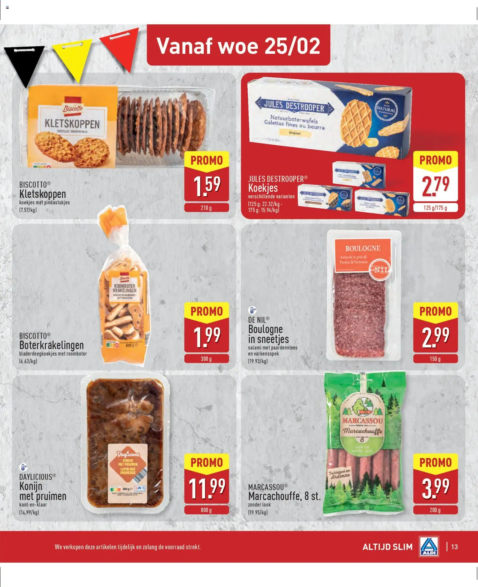 {H1} | Pagina: 13 | Producten: Cordon bleu, Koekjes, Roomboter, Salami