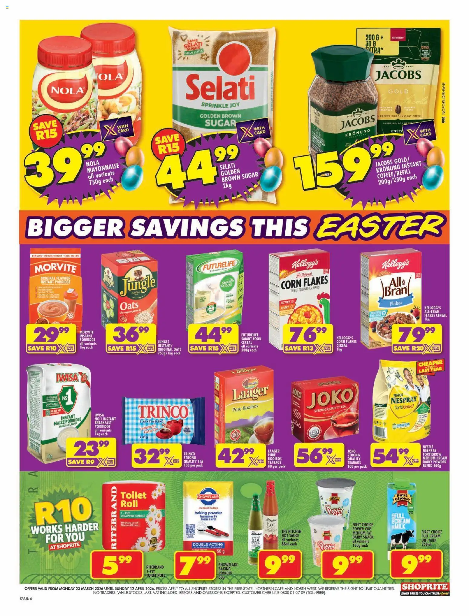 New Shoprite catalogue – valid from 23.03.2026 | Page: 6 | Products: Corn, Milk, Tea, Baking powder