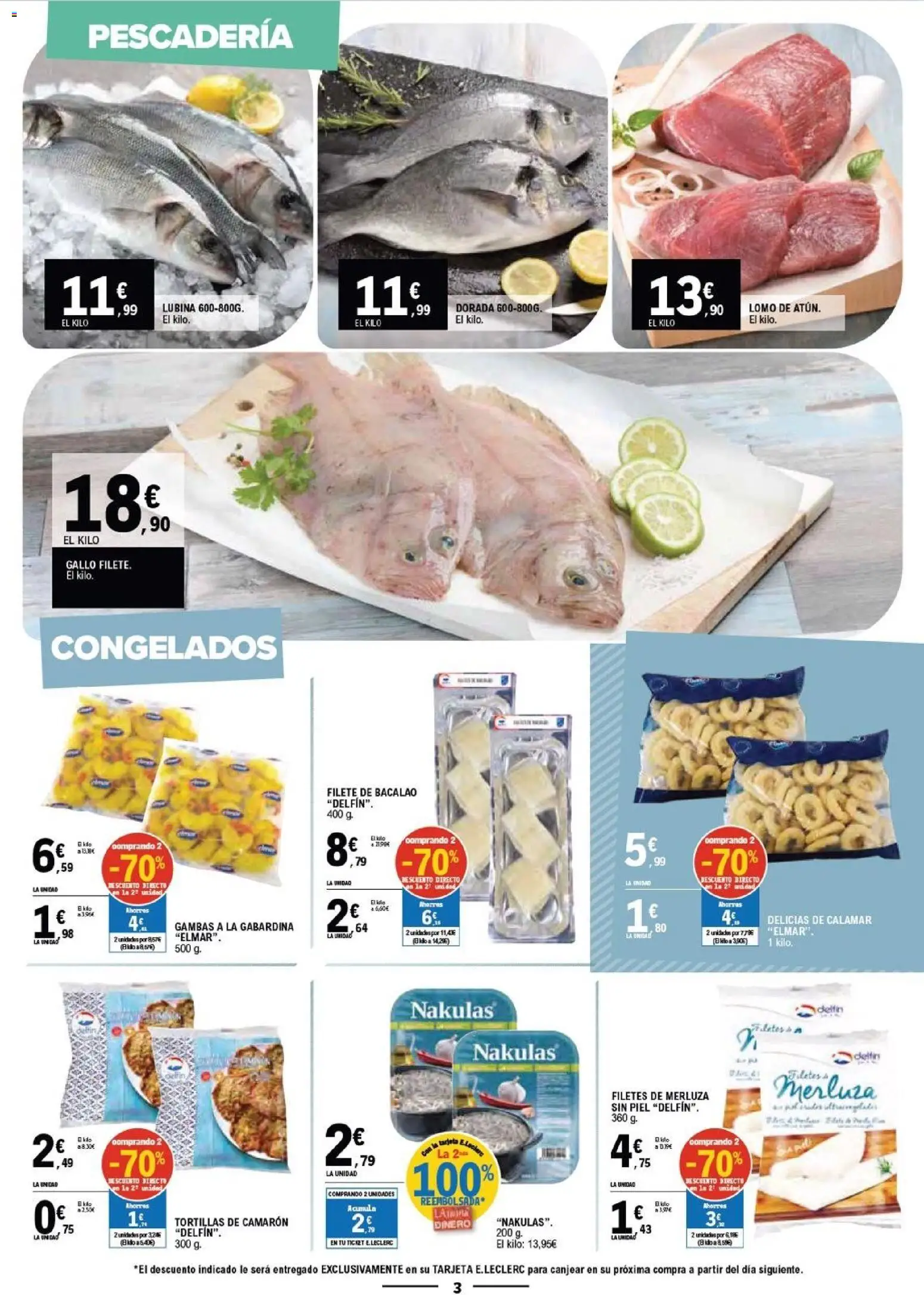 E.Leclerc folleto │ válido desde el 14.01.2026 | Página: 3 | Productos: Filetes de merluza, Filete