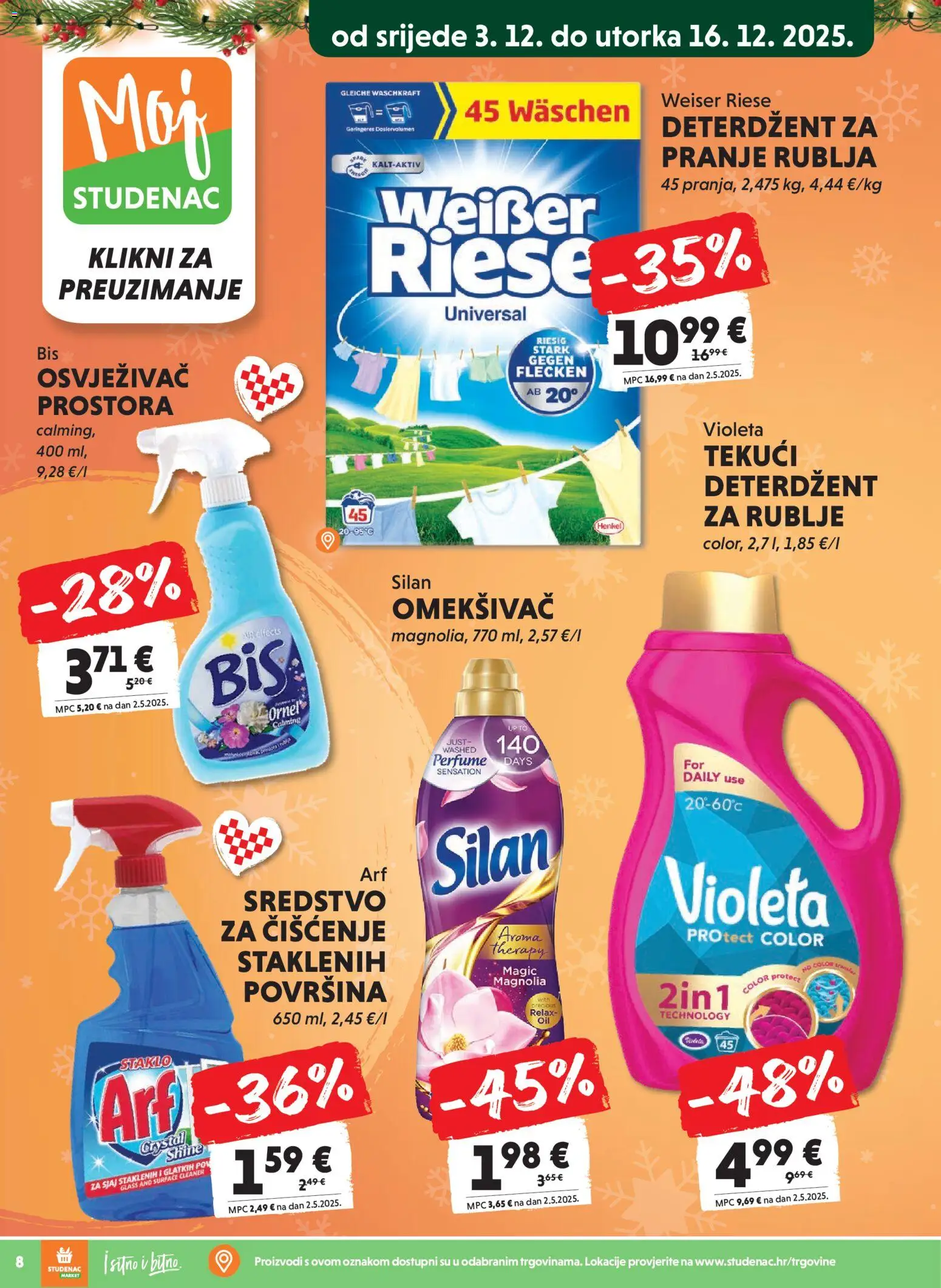 Studenac katalog | vrijedi od 10.12.2025 | Stranica: 8 | Proizvodi: Omekšivač, Deterdžent, Violeta, Arf