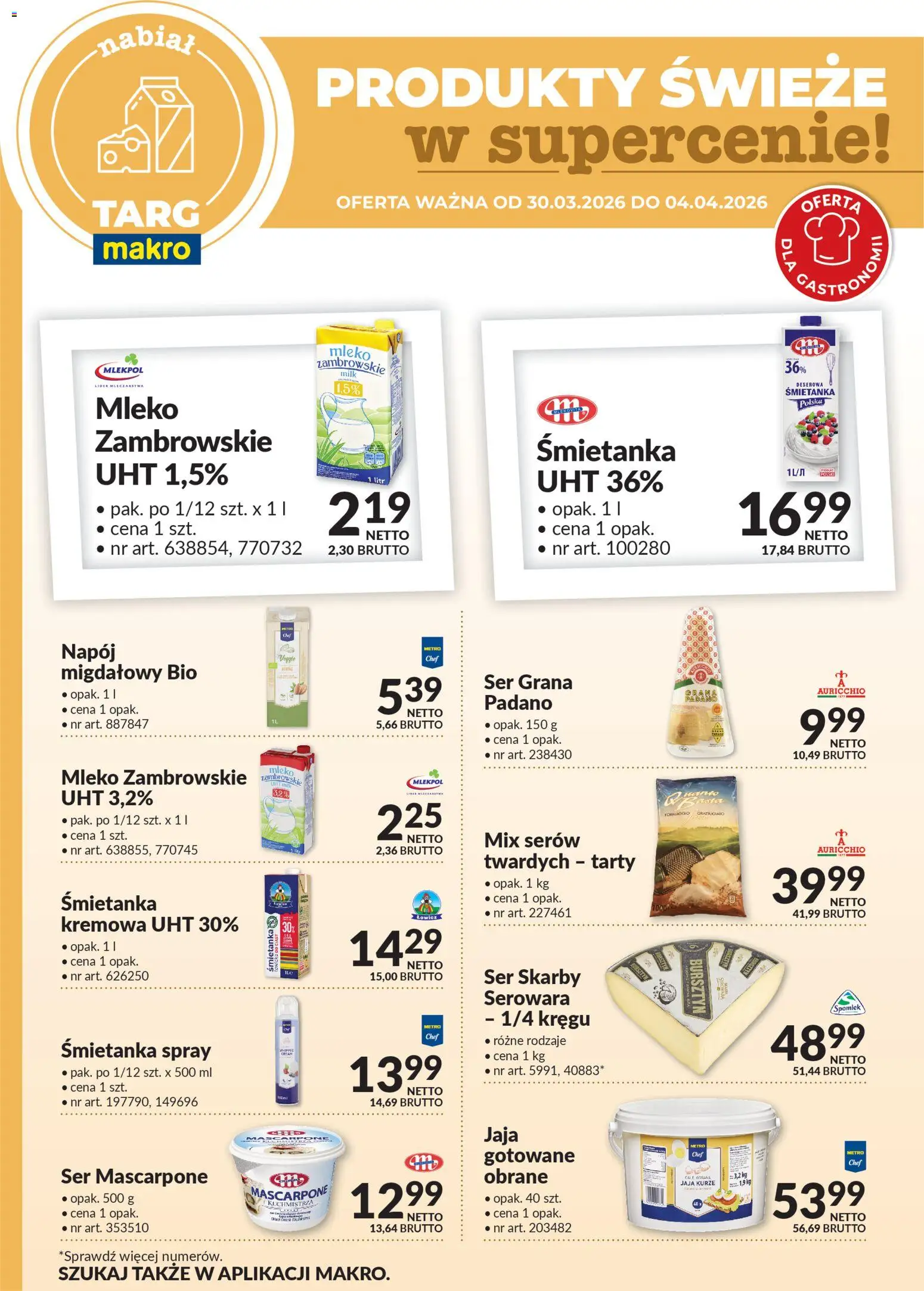 Makro gazetka - Produkty świeże w supercenie od 30.03.2026 | Strona: 3 | Produkty: Mascarpone, Mleko, Ser, Ser mascarpone