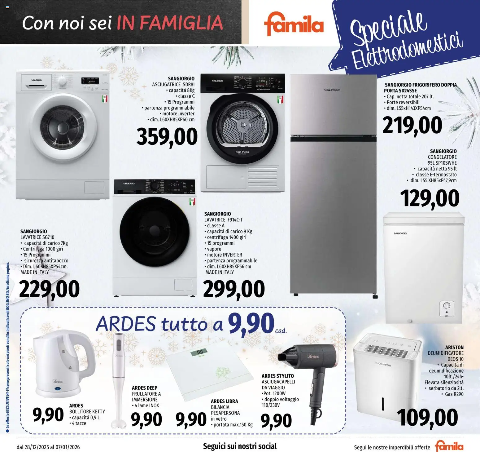 Volantino Famila del 28.12.2025 | Pagina: 21 | Prodotti: Frullatore, Centrifuga, Lavatrice, Bollitore