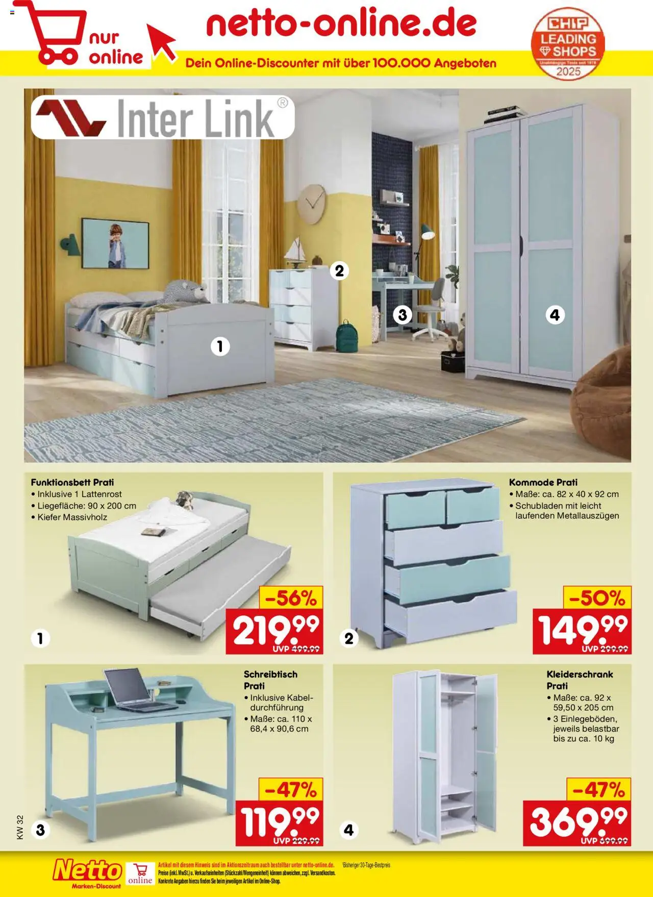 Netto Marken-Discount Prospekt 	 - gültig ab dem 04.08.2025 | Seite: 42 | Produkte: Kabel, Kleiderschrank, Kommode, Lattenrost