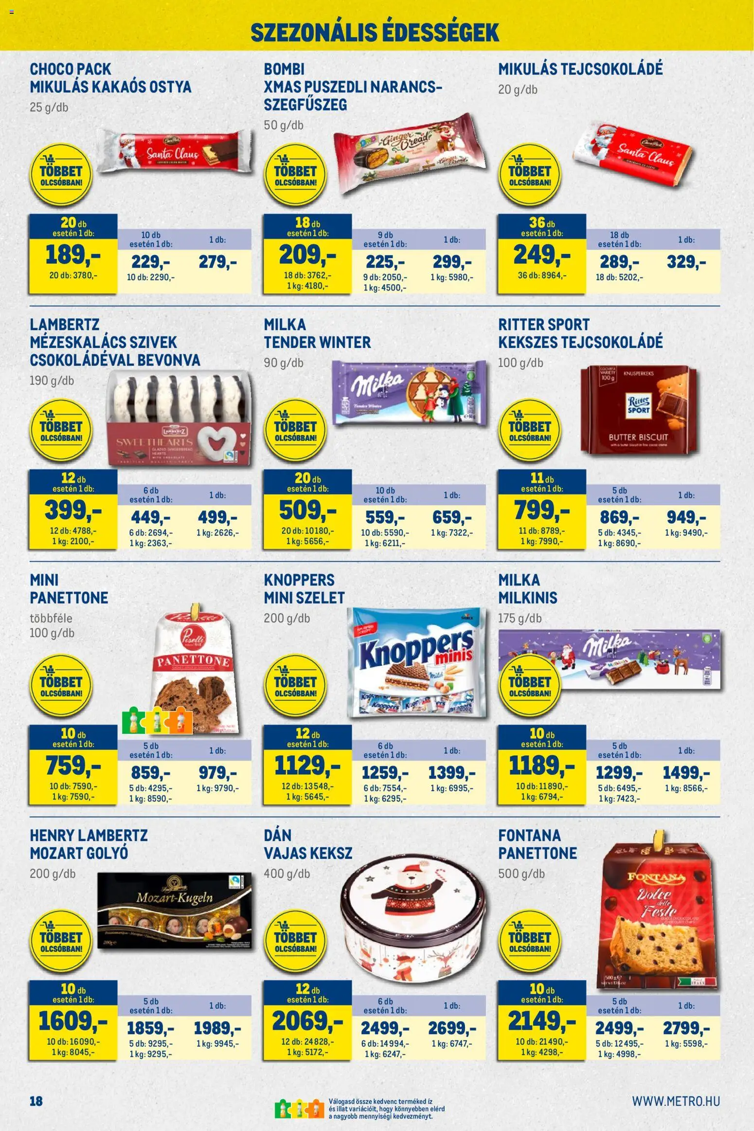 Metro akciós ujság - amely érvényes a következő dátumtól: 02.11.2025 | Oldal: 18 | Termékek: Panettone, Puszedli, Tejcsokoládé, Narancs
