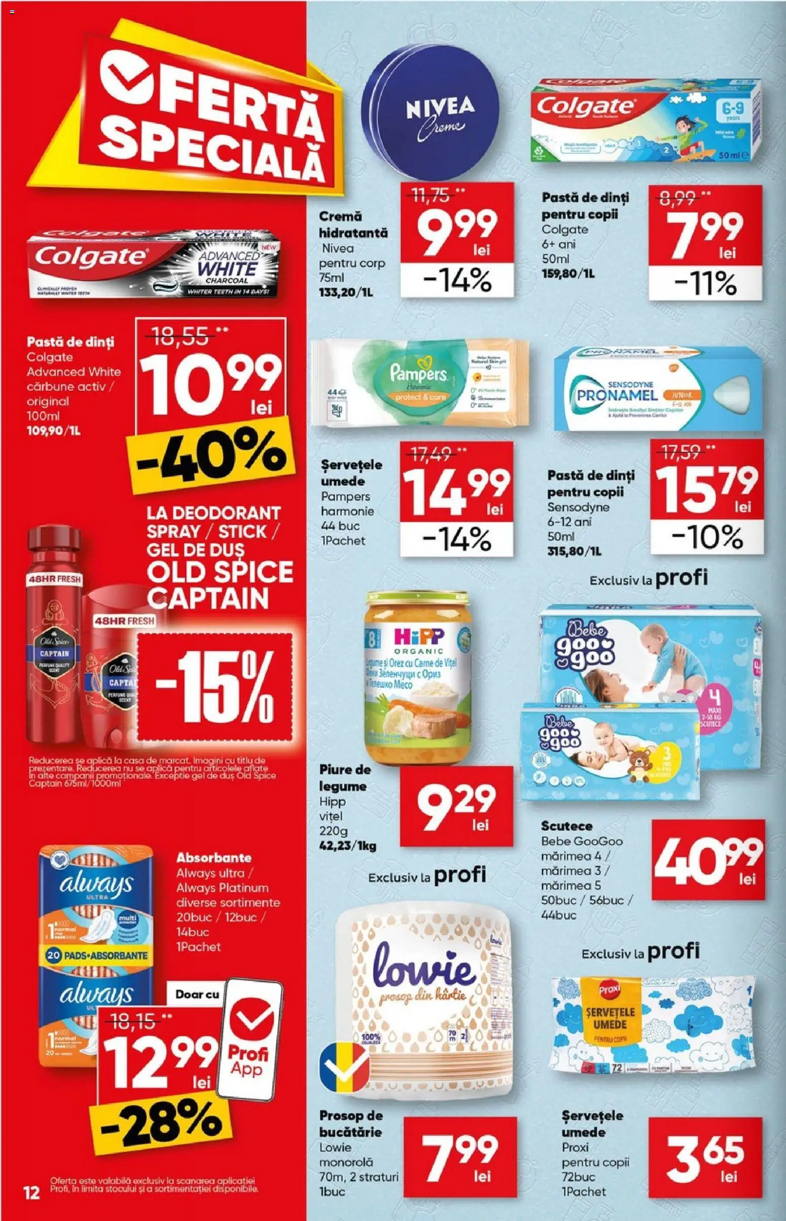 Noul catalog Profi – valabil de la 29.10.2025 | Pagină: 12 | Produse: Kısırlaştırılmış Kedi Maması, Duș, Pastă de dinți, Scutece