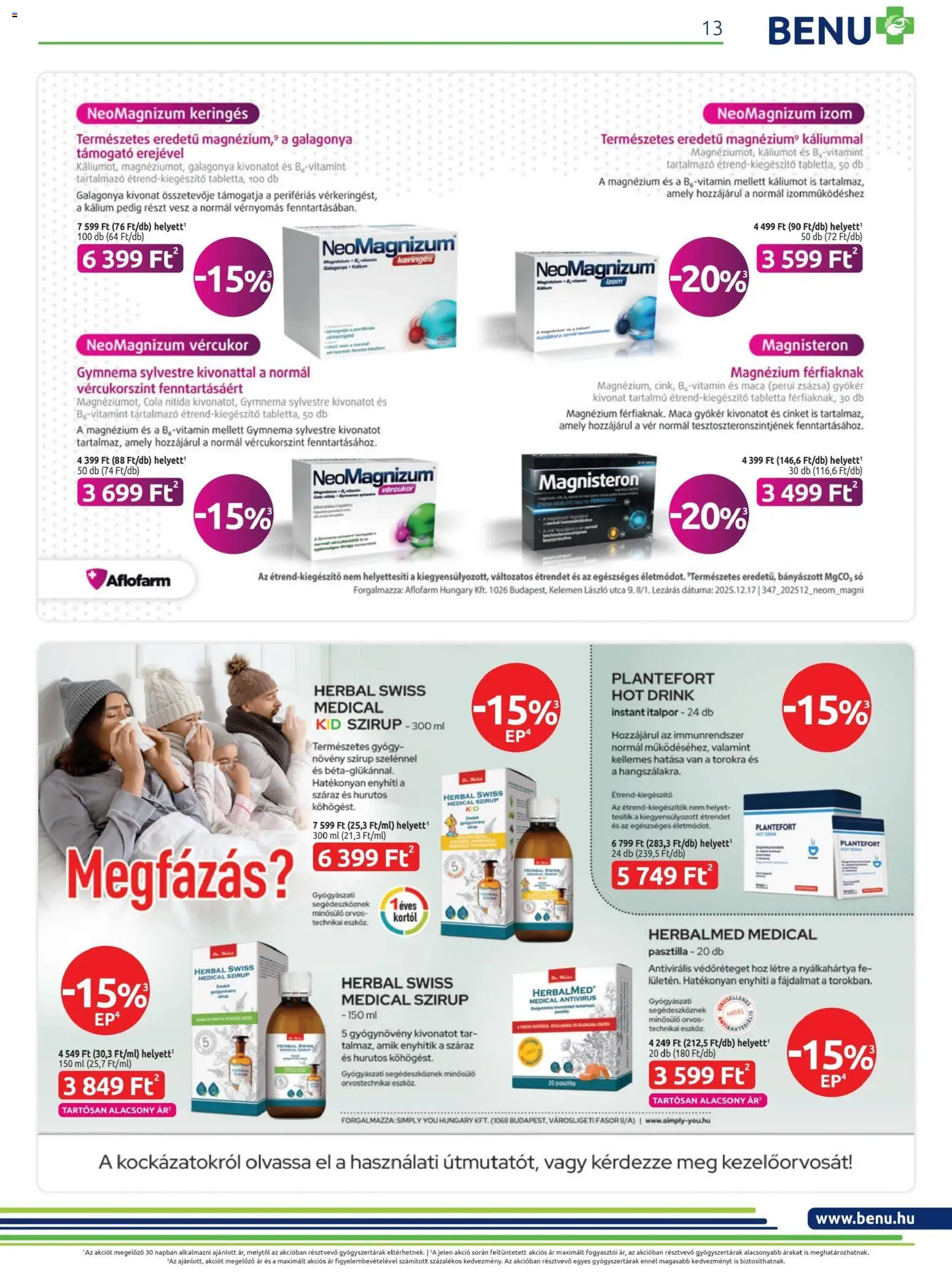 BENU Gyógyszertárak akciós ujság - amely érvényes a következő dátumtól: 01.02.2026 | Oldal: 13 | Termékek: Cola, Italpor, Só