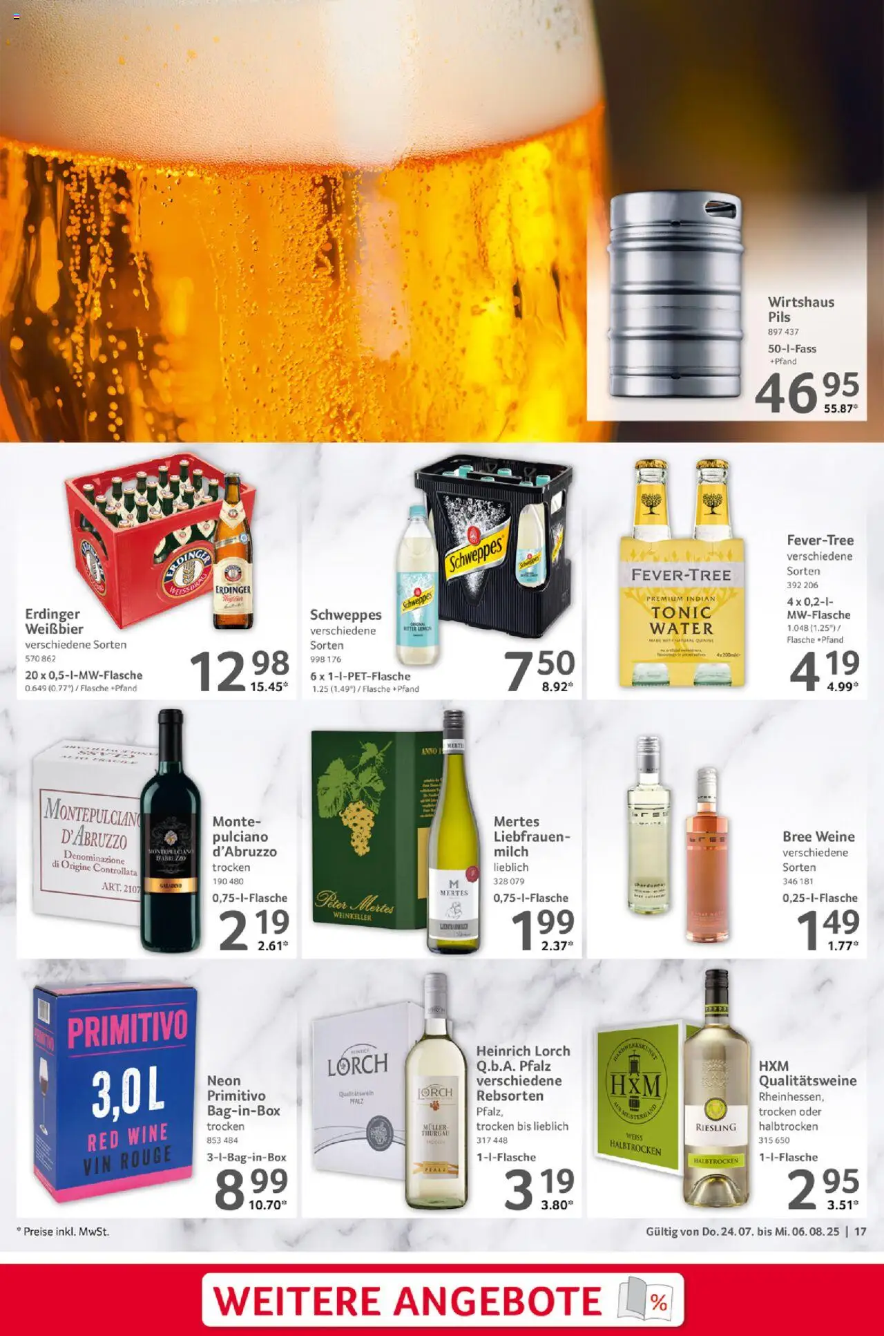Selgros  Gastro - gültig ab dem 24.07.2025 | Seite: 17 | Produkte: Erdinger, Bree, Rouge, Schweppes