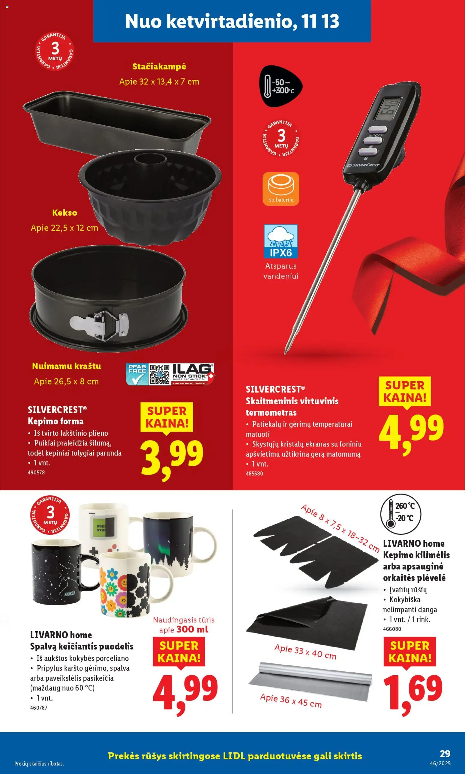 LIDL akcijos nuo 10.11.2025 | Puslapis: 29 | Prekių: Puodelis, Kilimėlis, Baterija, Termometras