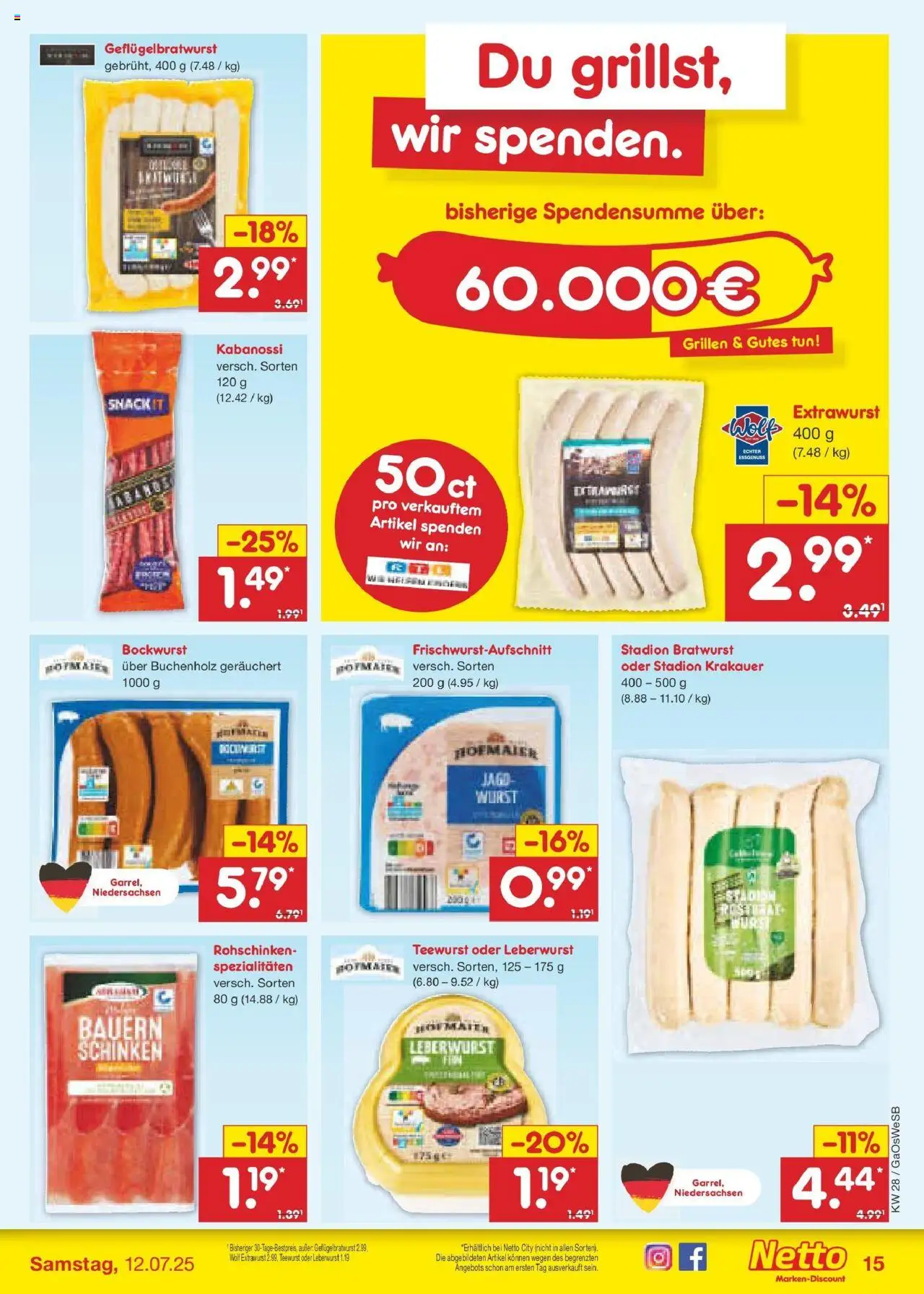 Netto Marken-Discount prospekt Bremen-Lesum	 - gültig ab dem 07.07.2025 | Seite: 17 | Produkte: Bockwurst, Bratwurst, Wurst