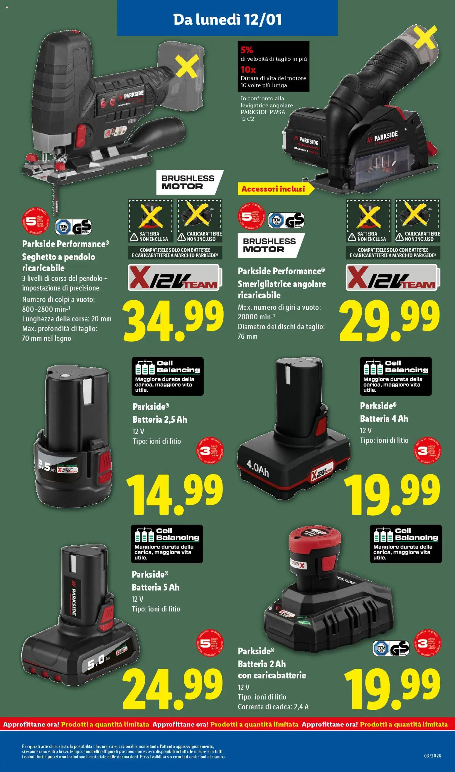 Volantino Lidl del 12.01.2026 | Pagina: 33 | Prodotti: Smerigliatrice, Batteria, Batterie, Caricabatterie