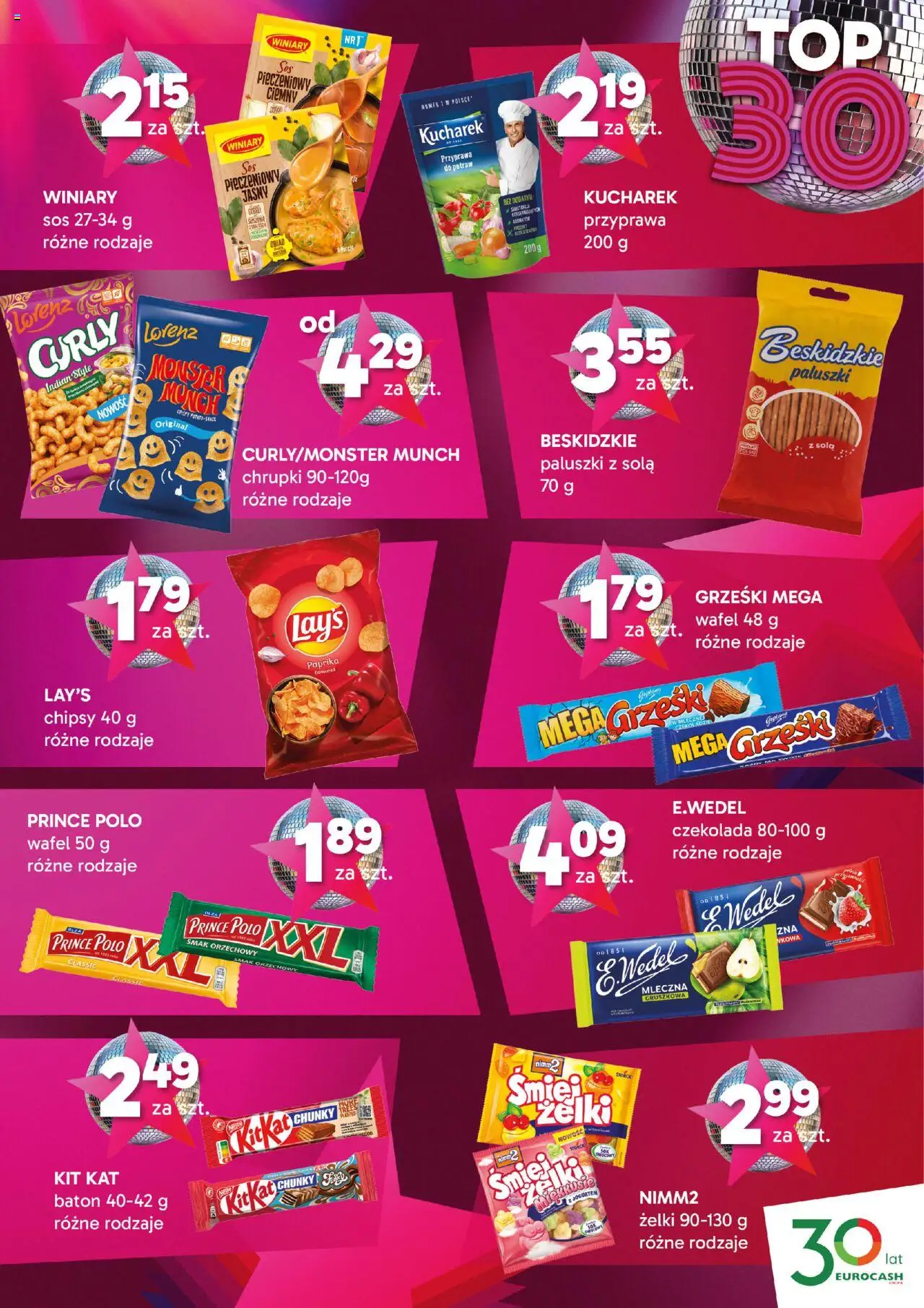 Eurocash Gazetka - Katalog Hity 30-lecia od 01.09.2025 | Strona: 3 | Produkty: Chipsy, Baton, Żelki, Czekolada