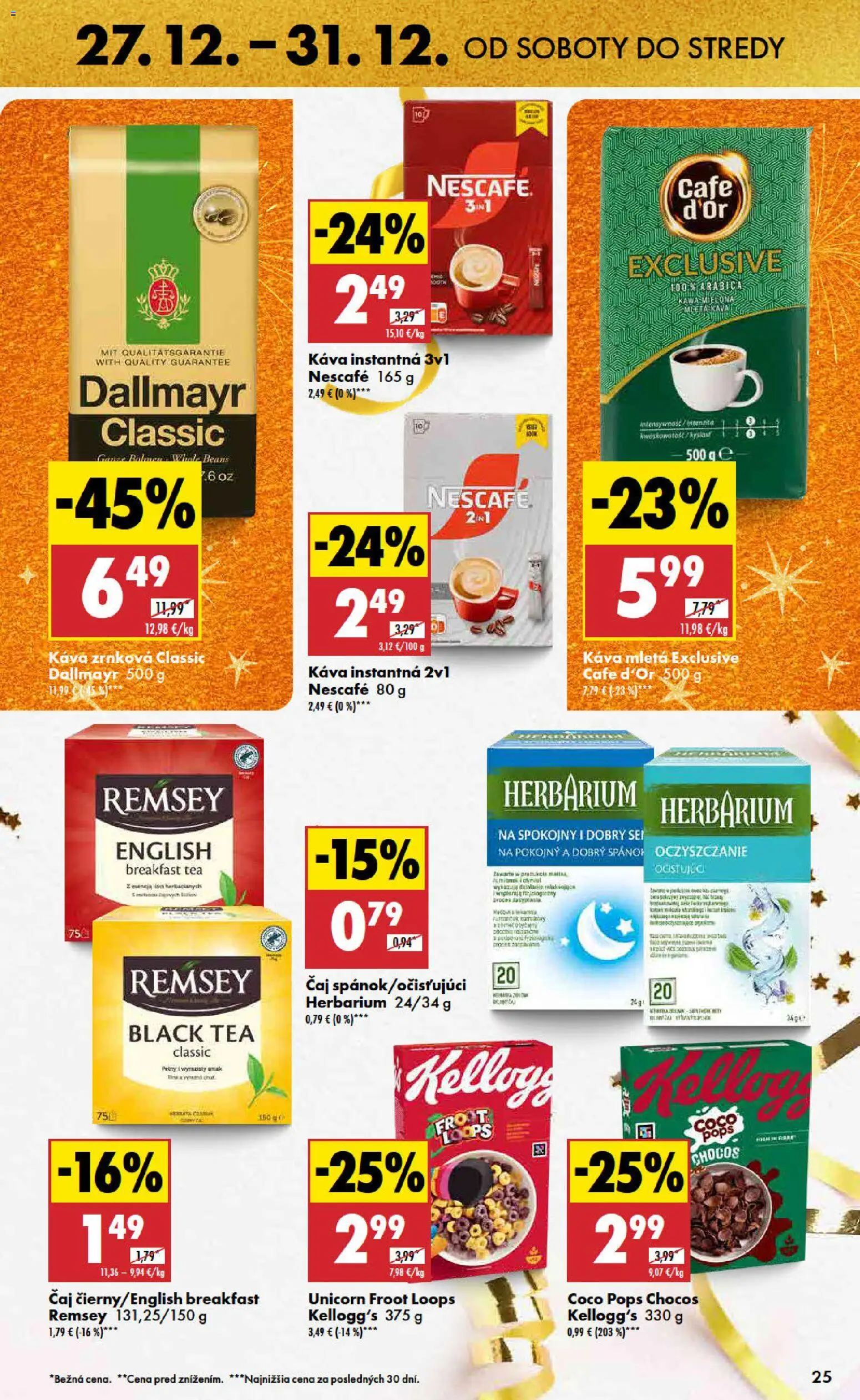 Nové Biedronka akcie – leták je platný od 27.12.2025 | Strana: 25 | Produkty: Káva, Čaj