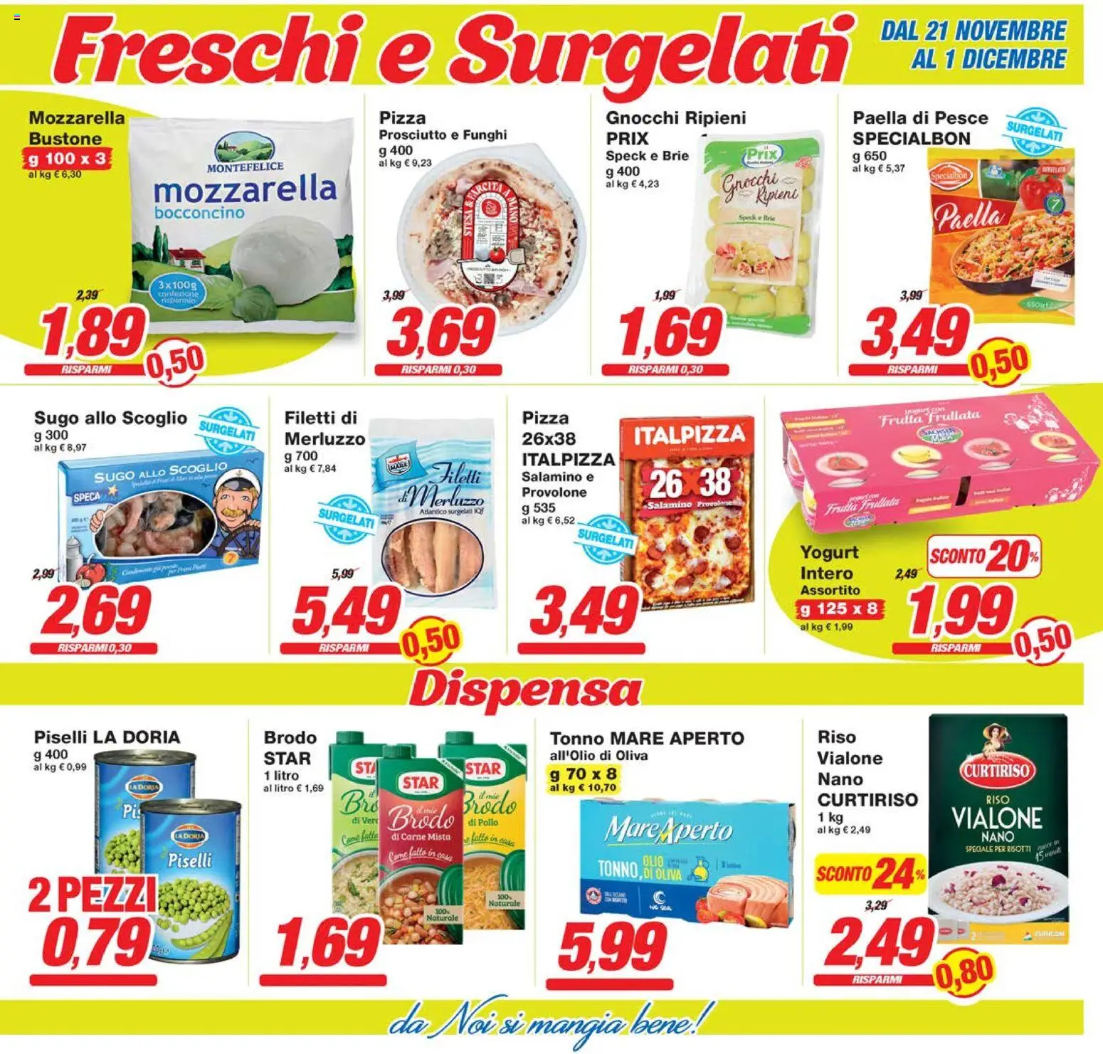 Volantino Prix del 21.11.2025 | Pagina: 11 | Prodotti: Yogurt, Merluzzo, Prosciutto, Gnocchi
