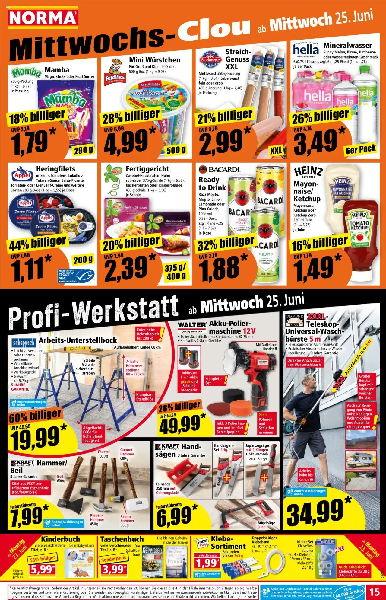 Norma Prospekt 	 - gültig ab dem 23.06.2025 | Seite: 16 | Produkte: Bacardi, Tomaten, Bürste, Ladegerät