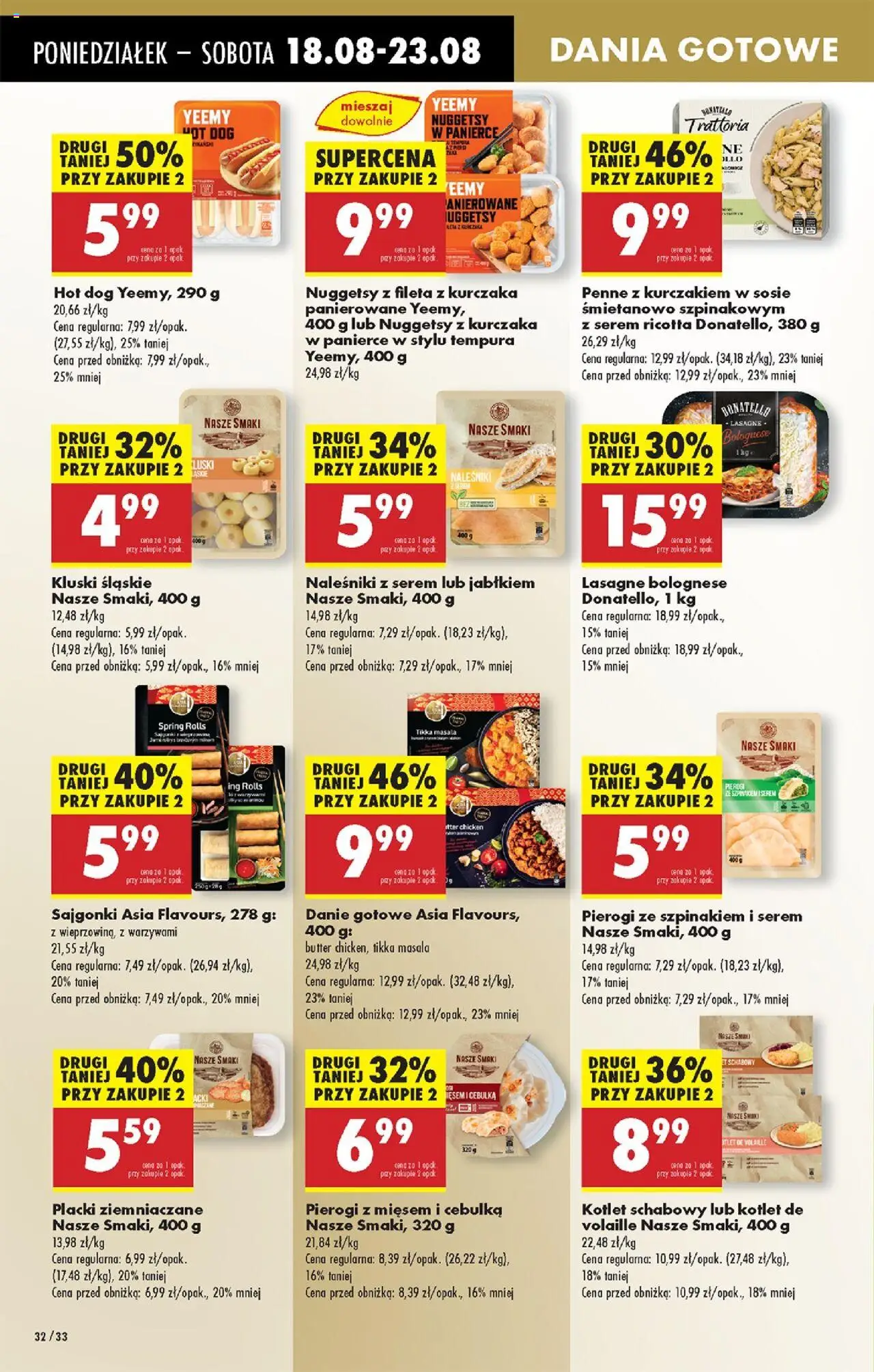 Biedronka gazetka od 18.08.2025 | Strona: 38 | Produkty: Placki ziemniaczane, Nuggets, Ricotta, Dania gotowe