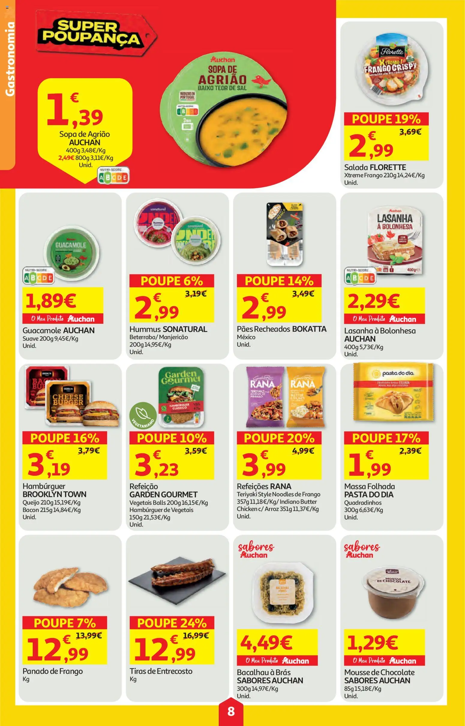 Auchan folheto │ válido de 05.02.2026 | Página: 8 | Produtos: Mousse de chocolate, Lasanha, Sal, Arroz
