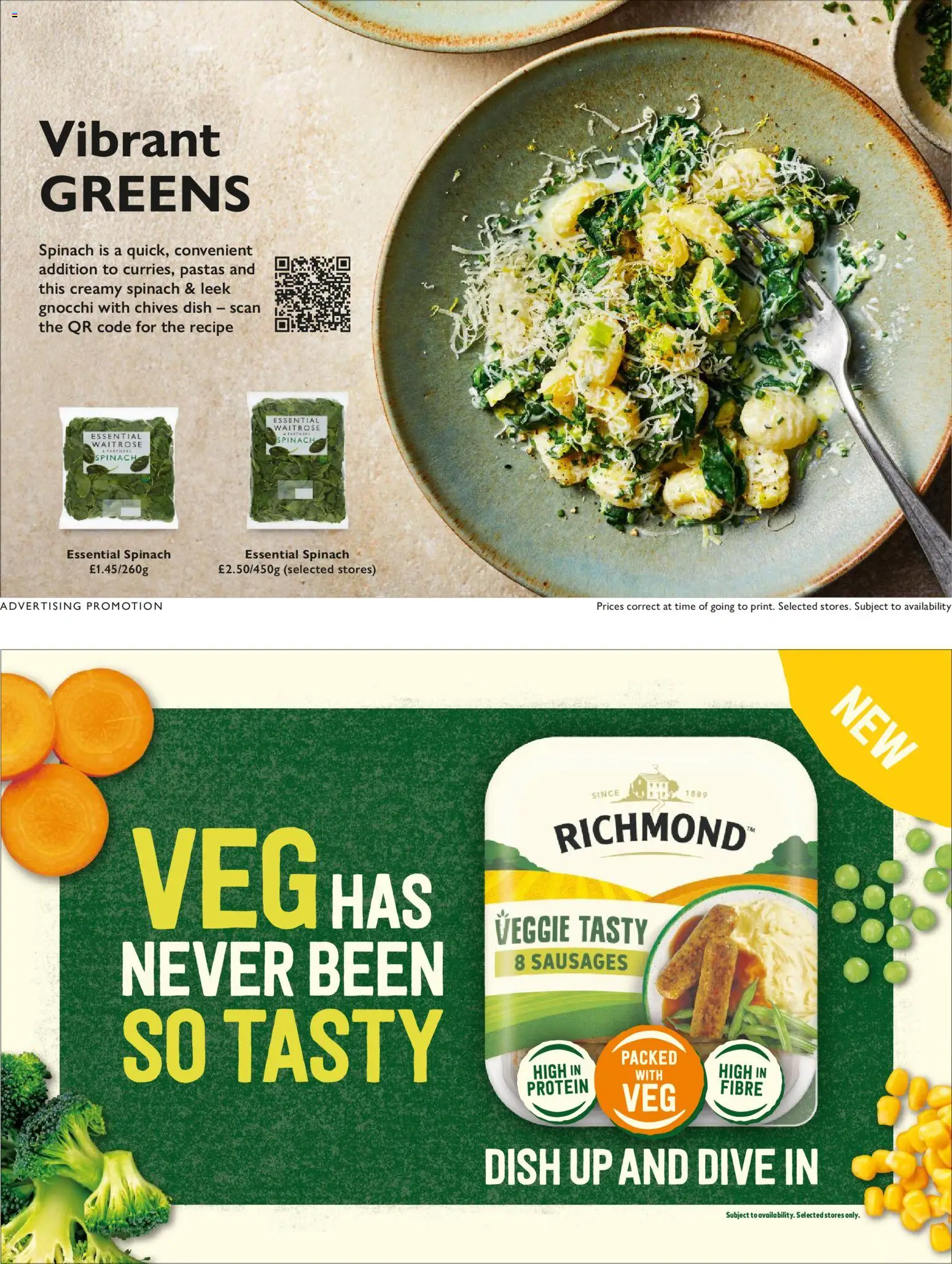 {H1} | Page: 12 | Products: Sausages, Spinach, Veggie