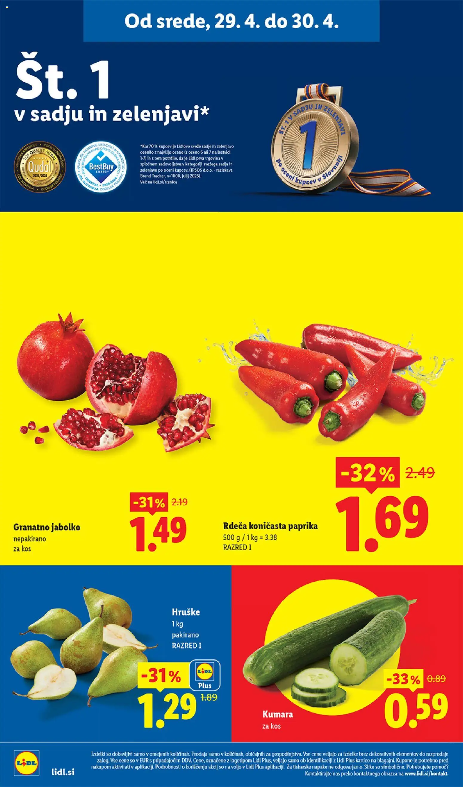 Novi Lidl katalog ponudbe – veljaven od 29.04.2026 | Stran: 4 | Izdelki: Paprika, Kos, Sadje, Hruške