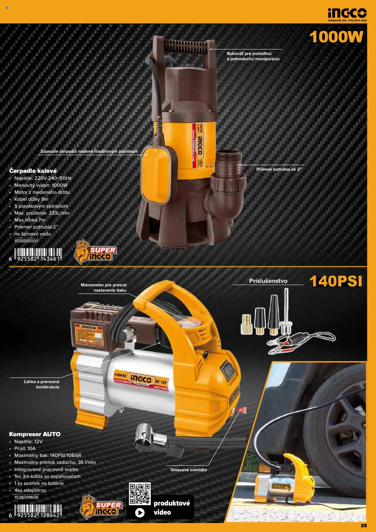 Nové Kinekus akcie – leták je platný od 28.04.2025 | Strana: 35 | Produkty: Svetlo, Kompresor, Čerpadlo, Náradie