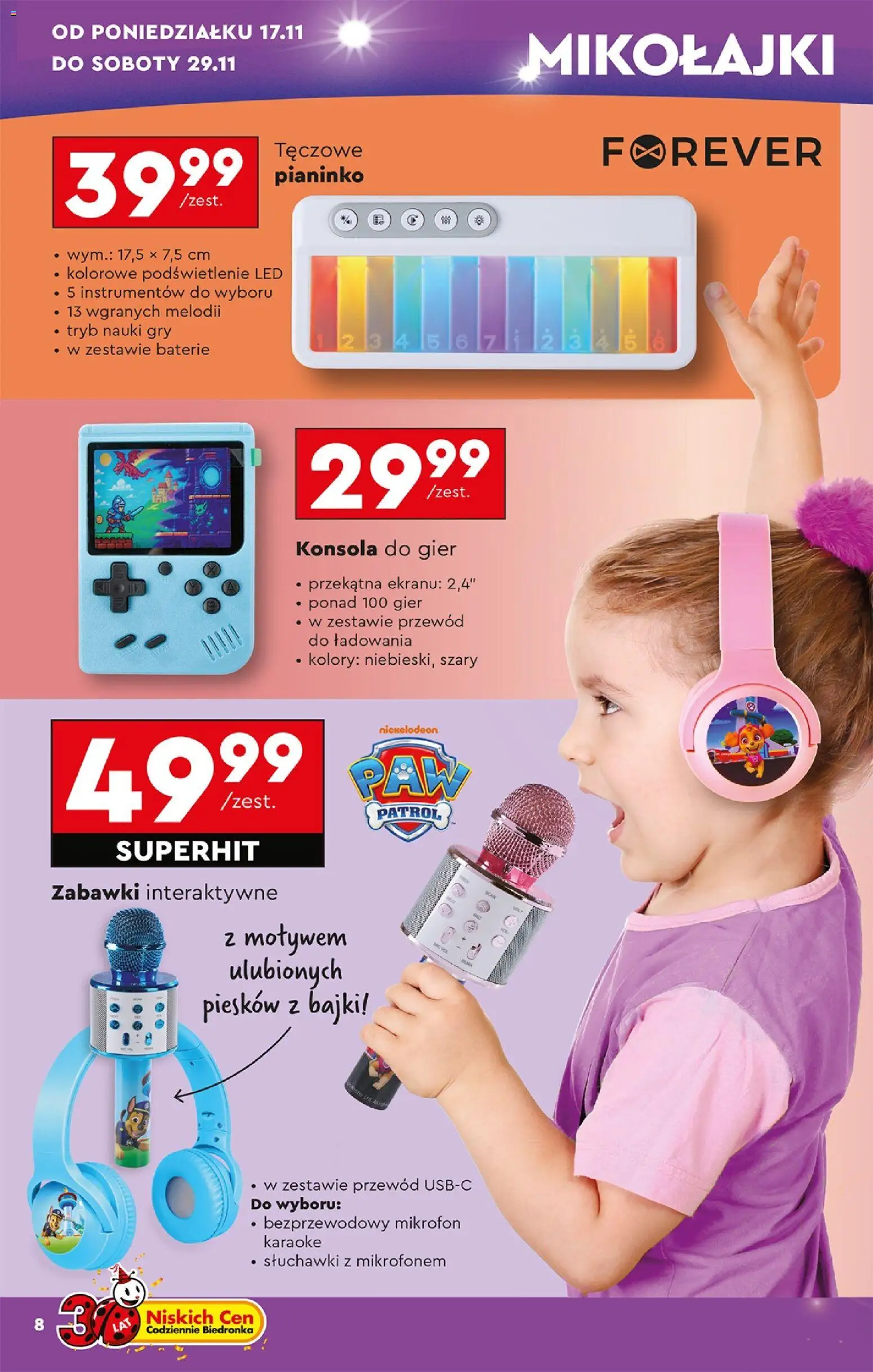 Biedronka Black Friday od 15.11.2025 | Strona: 10 | Produkty: Konsola do gier, Mikrofon, Mikrofon karaoke, Gry