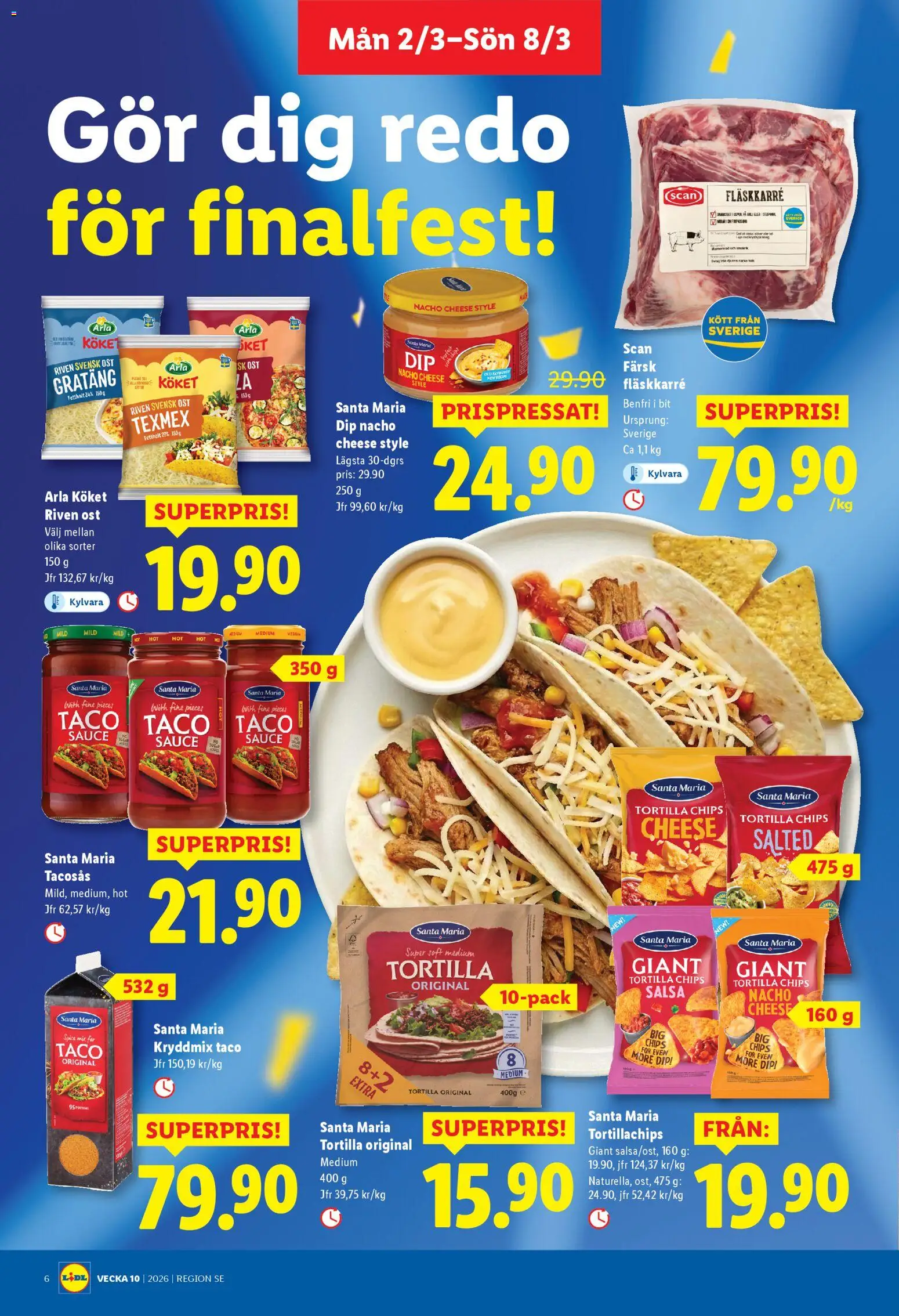 Lidl reklamblad aktuell från 02.03.2026 | Sida: 6 | Produkter: Tortilla, Tacosås, Tortillachips, Chips