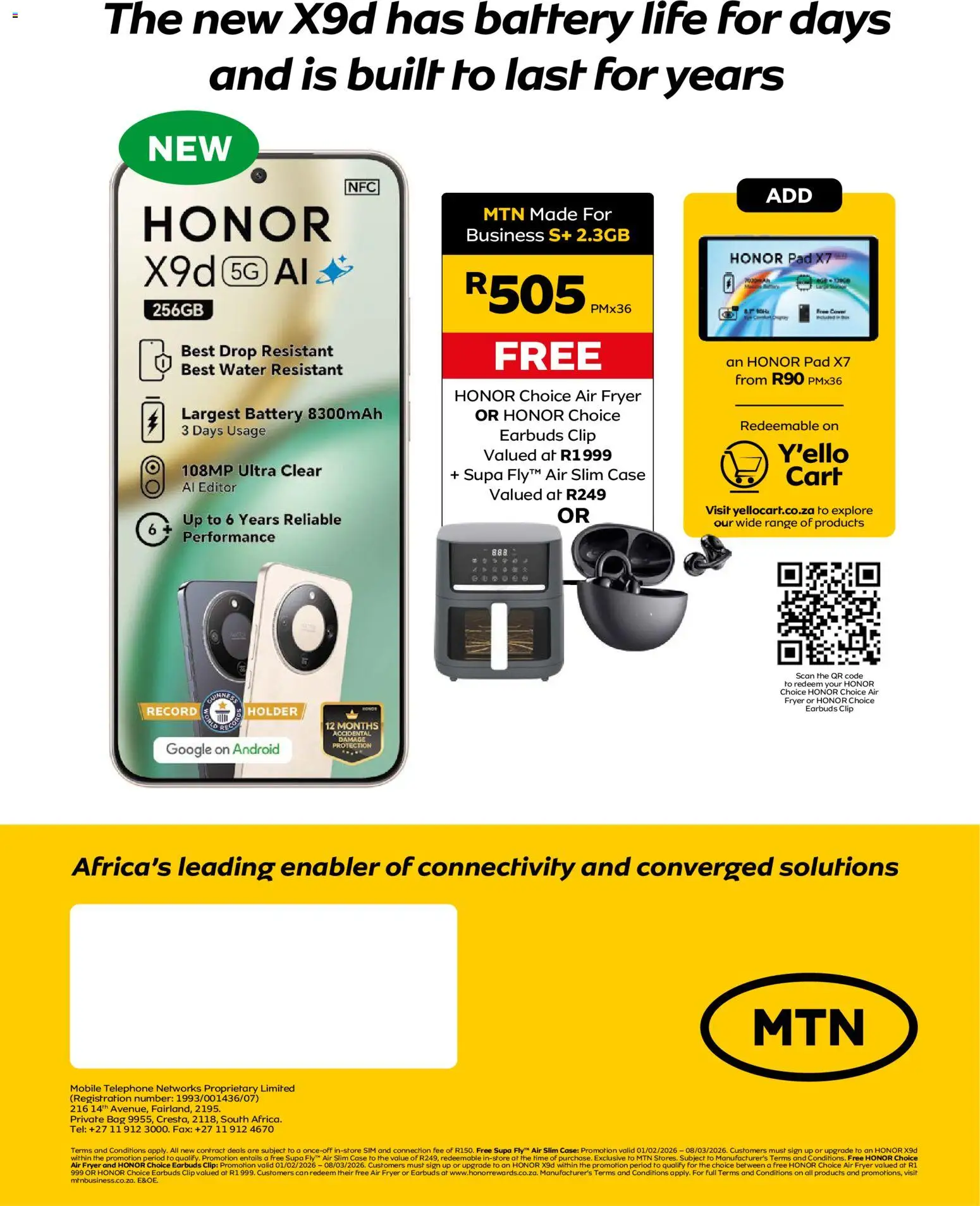 New MTN catalogue – valid from 01.02.2026 | Page: 12 | Products: Sim, Battery, Air fryer, Water