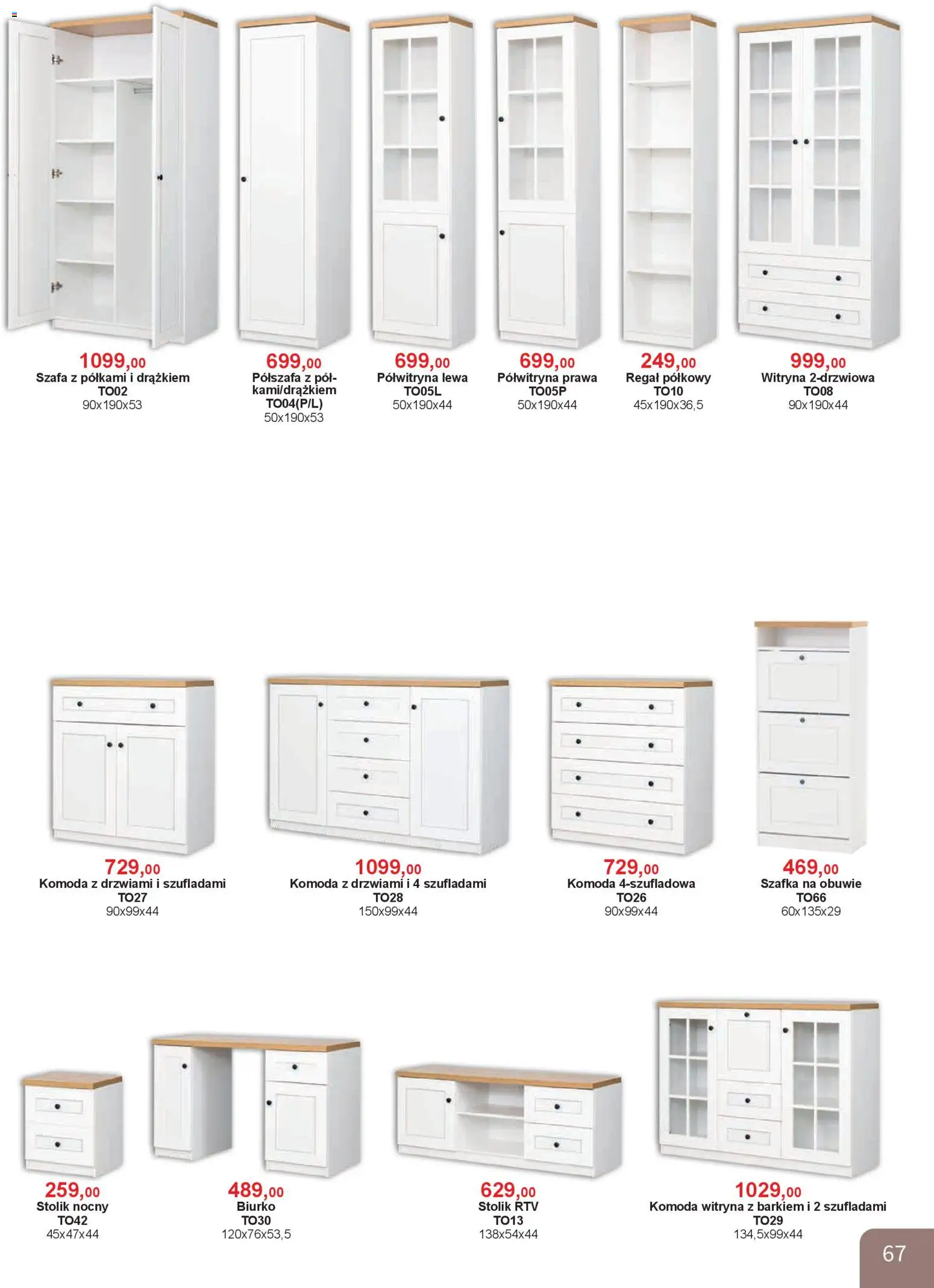 Bodzio Katalog od 01.01.2026 | Strona: 67 | Produkty: Szafa, Komoda, Stolik nocny, Witryna